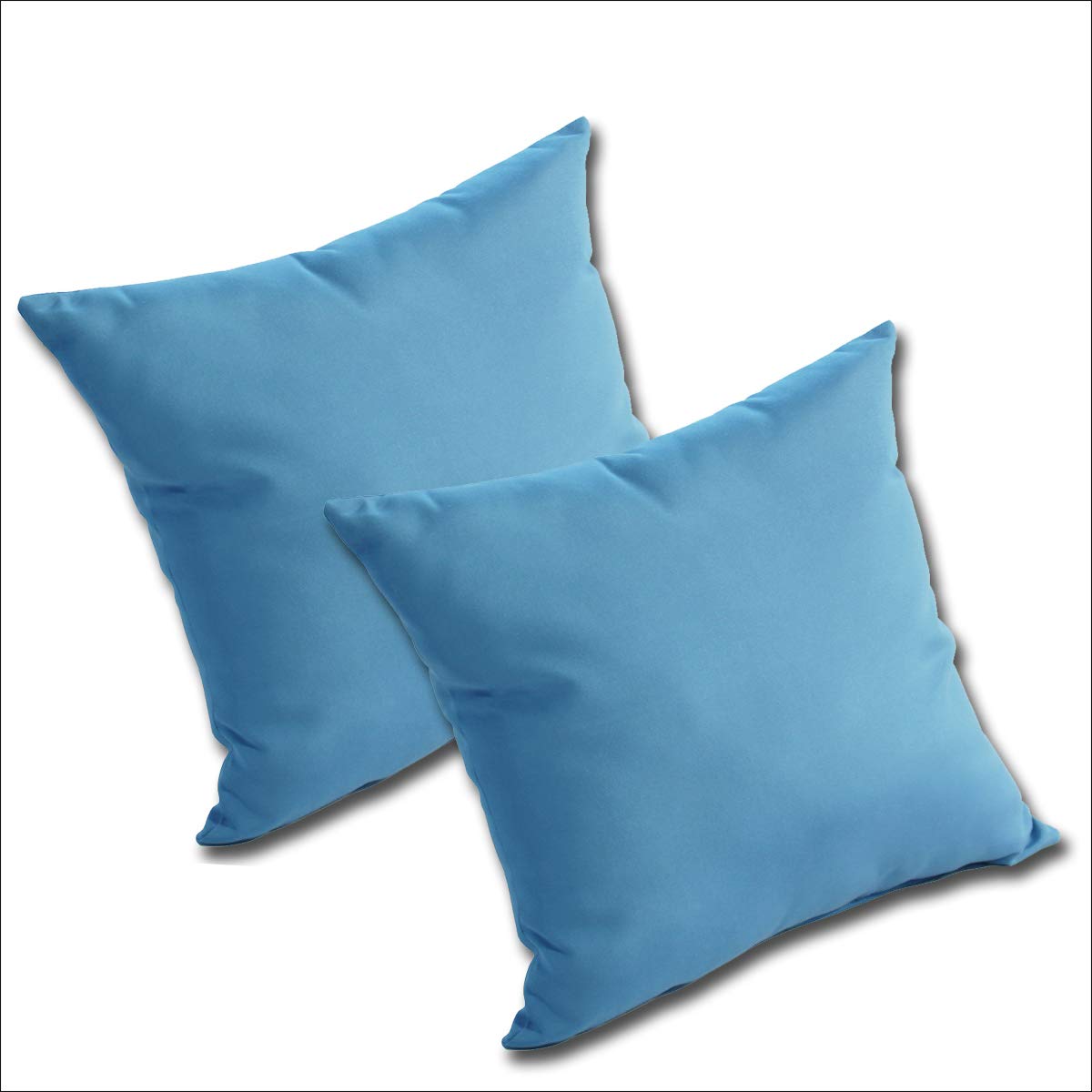 Premium Sunbrella Outdoor/Indoor Throw Pillows Set of 2 - Sky Blue Waterproof Cushion Covers for Patio, Poolside, Sofa & Bed Decor - All-Weather Comfort Classics