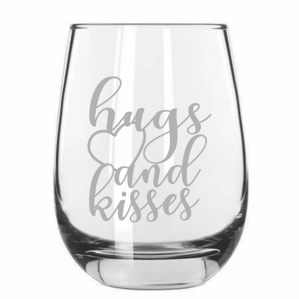 Valentine's Stemless Wine Glass 15.25oz with Love Quotes - Romantic Gift for Couples