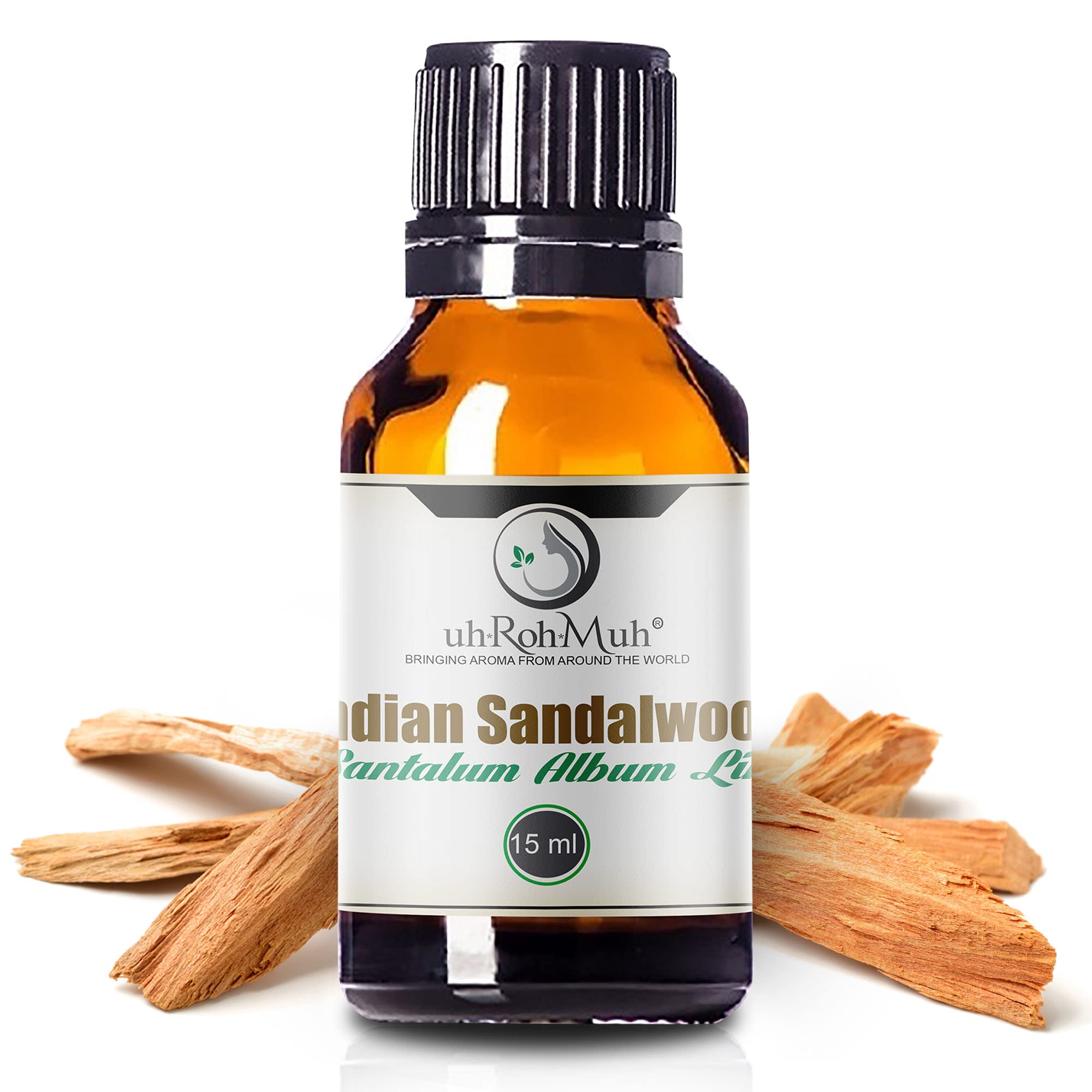 Premium Mysore Sandalwood Essential Oil 15ml - 100% Pure Natural Aromatherapy Oil with Long-Lasting Santalol Fragrance for Relaxation, Meditation & Skin Care