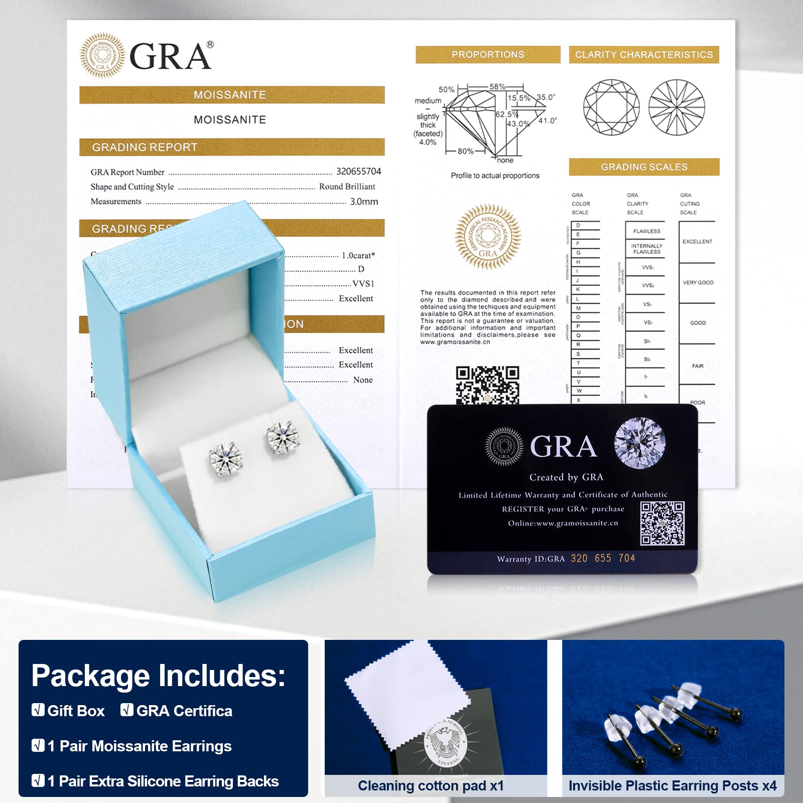 Moissanite Stud Earrings 0.2CT-8.0CT Pair | Hypoallergenic D Color VVS1 Clarity | Round Cut Lab Created Moissanite Diamond Earrings | 18K Gold Plated or 925 Sterling Silver | Anniversary Gift for Women & Men | Perfect for Weddings, Parties & Everyday Elegance
