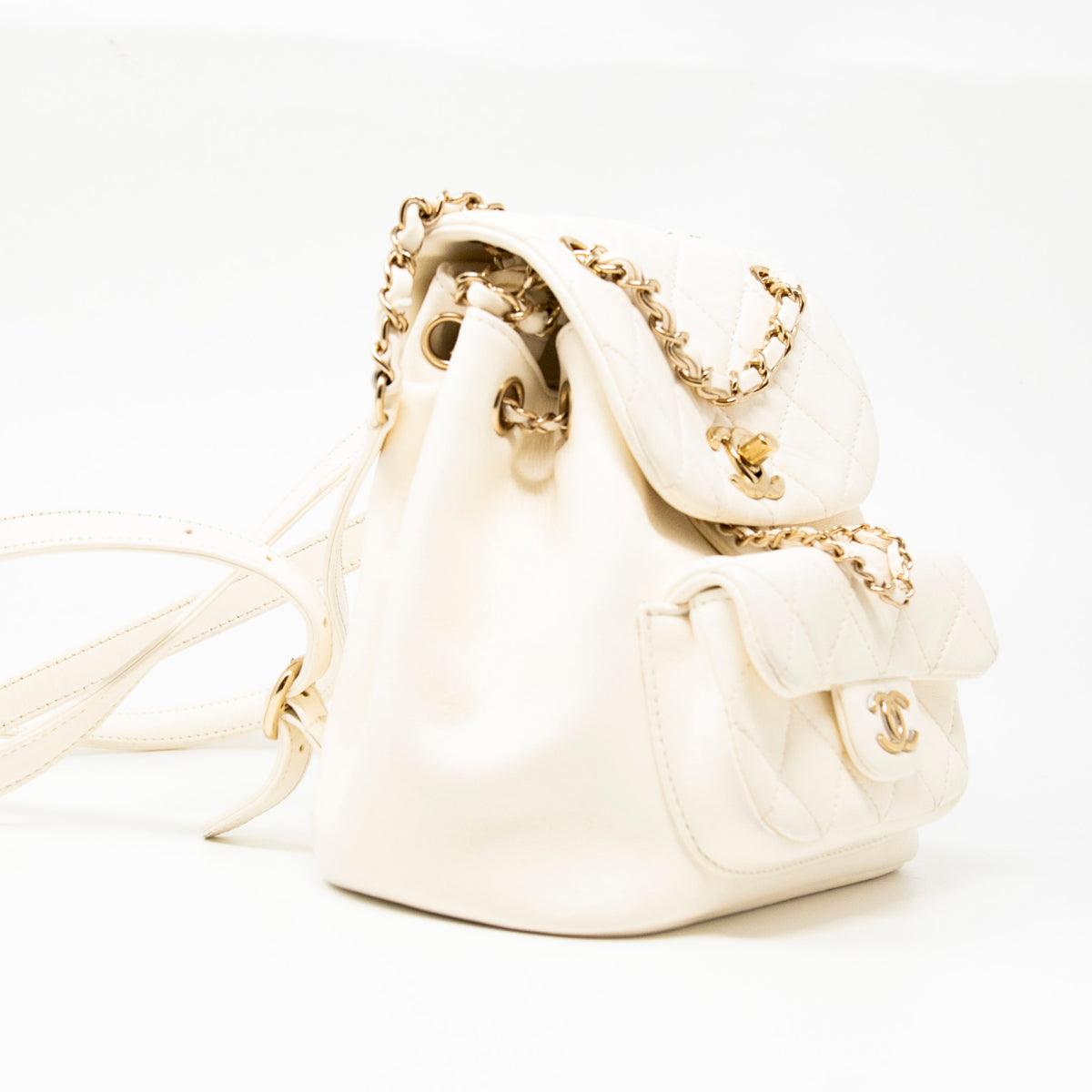 Chanel White Lambskin Duma Backpack - Luxury Designer Backpack for Women, Perfect for Travel, Work & Everyday Use