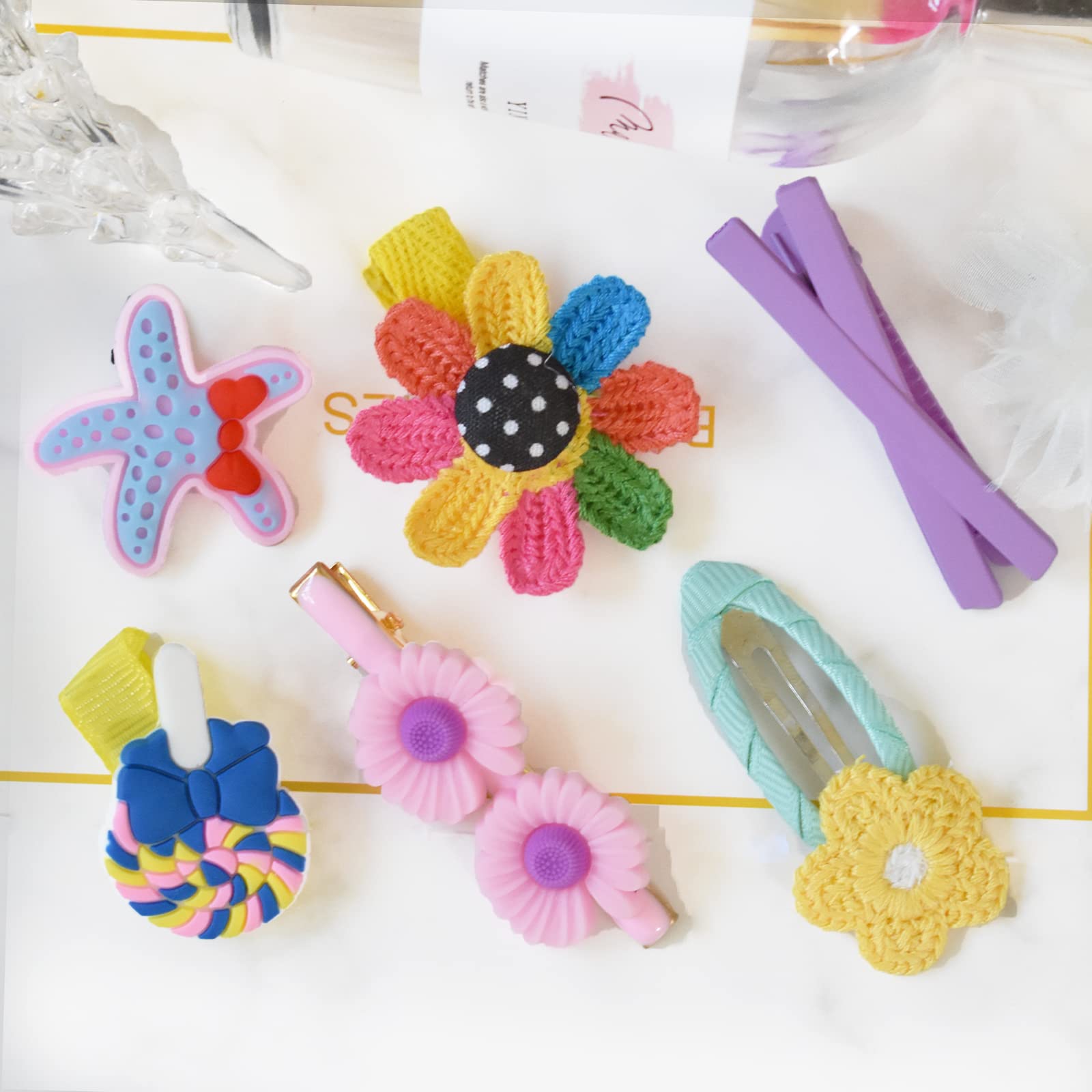 58PCS Baby Hair Clips Set - Cute Toddler Girls Hair Accessories with Flower, Candy & Fruit Designs - Rainbow Hair Clips for Kids Styling - Perfect for Parties, School & Daily Outfits