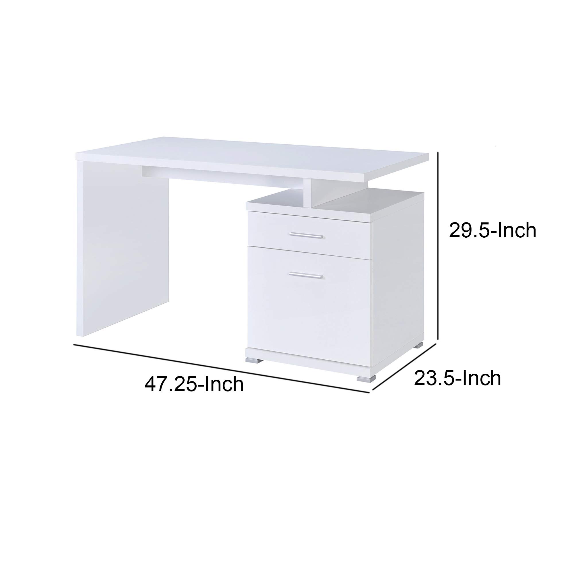 Benjara Elegant White Wooden Desk with Storage Cabinet - Perfect for Home Office, Study Room & Workspace Organization