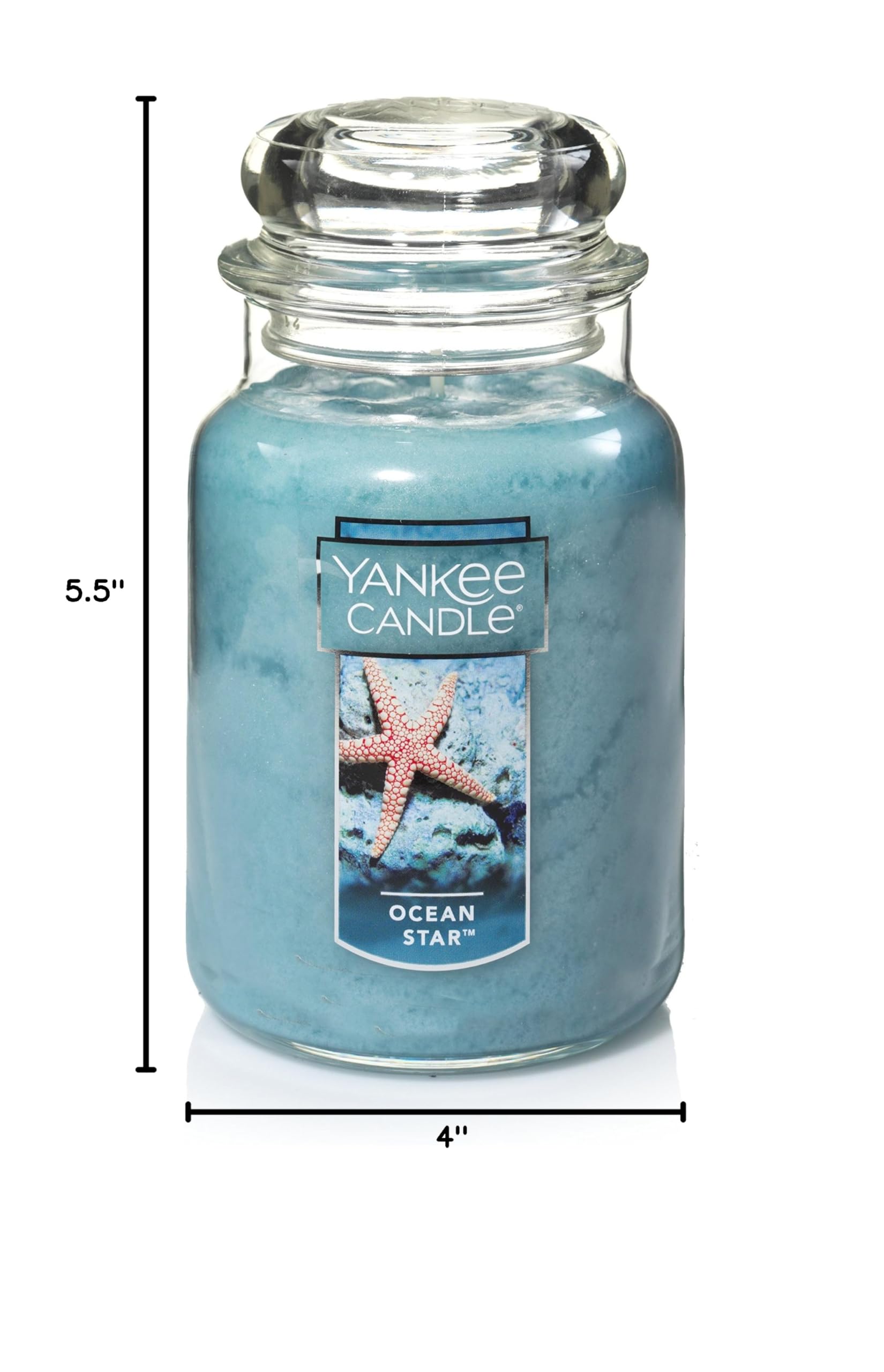 Yankee Candle Ocean Star Scented Candle - 22oz Large Jar with Single Wick, 110+ Hours Burn Time | Fresh Ocean Fragrance for Home, Office & Relaxation