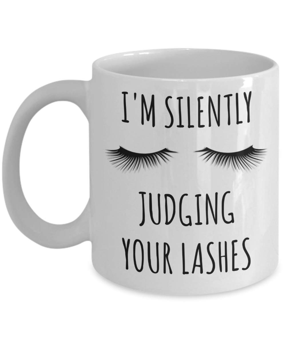 Professional Lash Tech Coffee Mug - Hollywood & Twine Eyelash Artist Gift - 'I'm Silently Judging Your Lashes' Funny Lash Technician Cup - Perfect for Salon, Spa & Beauty Professionals