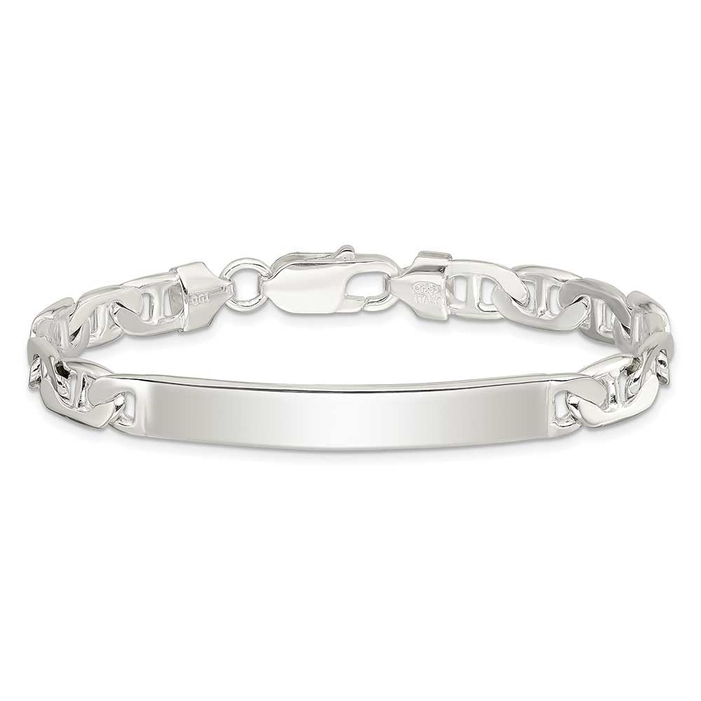 Sterling Silver Anchor ID Bracelet for Women - Personalized Engraved Name Bracelet - Trendy Nautical Jewelry Gift for Her - Perfect for Beach, Cruise & Summer Outfits