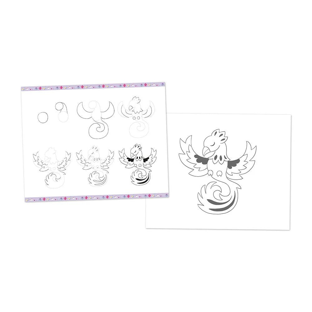 Janod Step by Step Fantasy Drawing Kit for Kids - Learn to Draw Magical Creatures | Perfect for Home, School & Creative Play