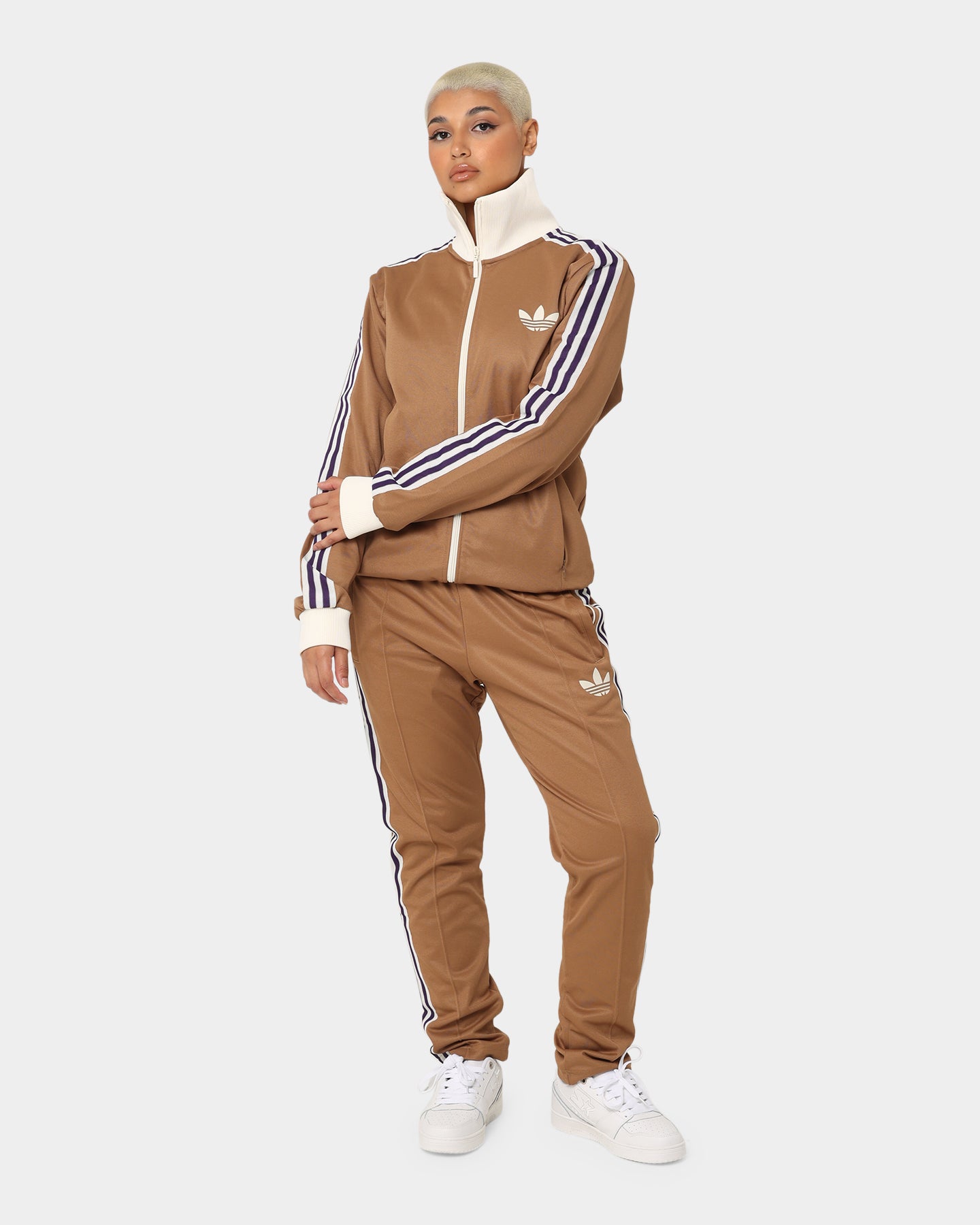 Adidas Adicolor Striped Track Pants for Men - Brown Desert Casual Joggers | Gym Workout, Running, Streetwear Fashion