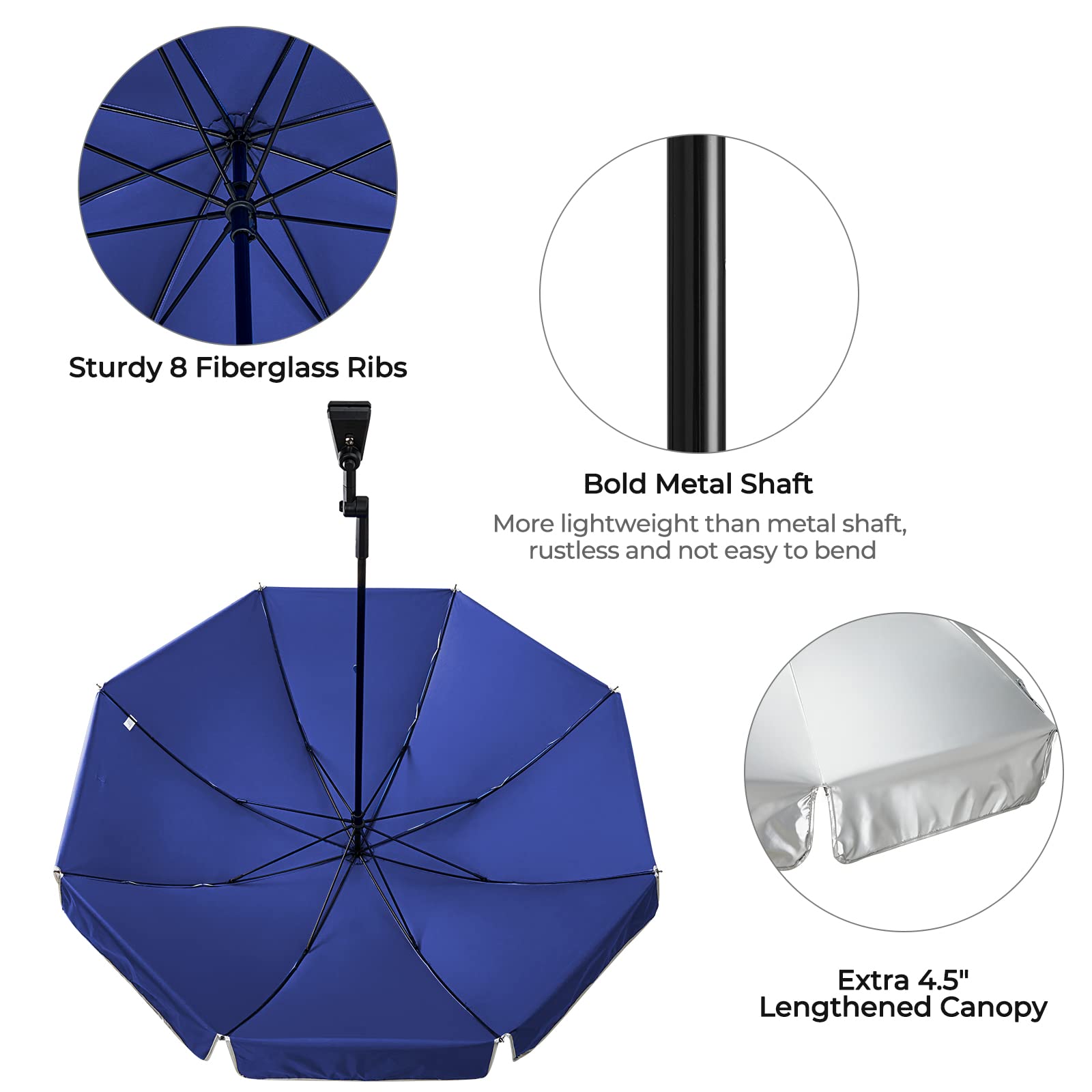 G4Free UPF 50+ Universal Adjustable Clamp-On Umbrella for Outdoor UV Protection - Fits Strollers, Wheelchairs, Patio Chairs & Golf Carts - Perfect for Beach, Picnics, Camping & Backyard Relaxation