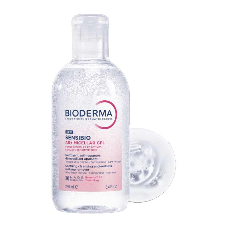 Bioderma Sensibio AR+ Micellar Gel Soothing Cleansing Anti-Redness Makeup Remover for Sensitive Skin - Gentle Face Wash & Makeup Cleanser for Daily Skincare Routine
