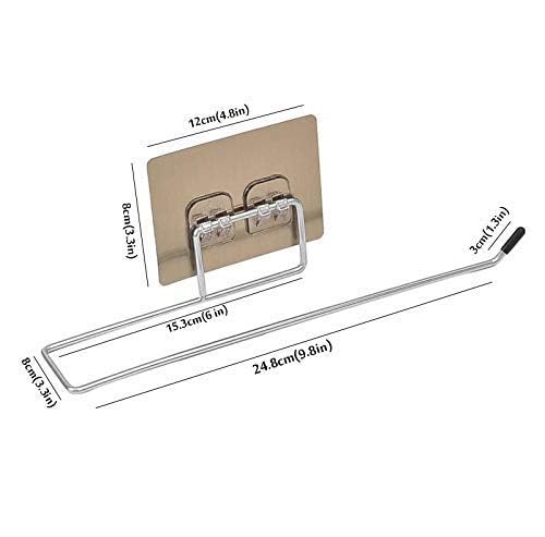 Zollyss Stainless Steel Paper Towel Holder with Magic Adhesive Pad - Wall Mount Kitchen & Bathroom Paper Roll Holder - Strong Self-Adhesive Towel Bar for Easy Access - Perfect for Cooking, Cleaning & Home Organization