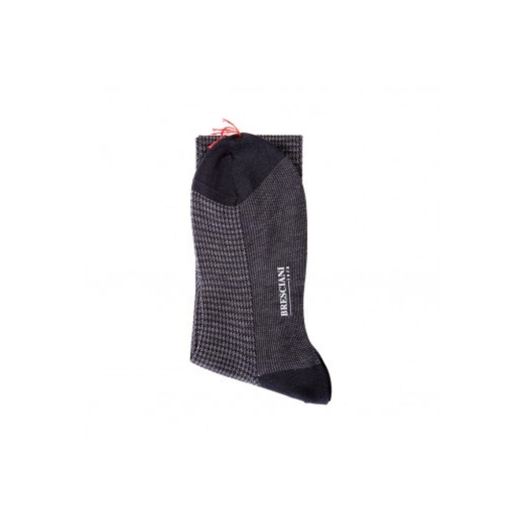 BRESCIANI Jacquard Cotton Socks for Men - Breathable Grey Dress Socks - Perfect for Business, Office & Formal Occasions