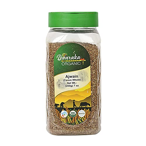 Organic Ajwain Seeds (7oz) - Non-GMO, All Natural, Healthy Indian Spice for Digestion & Cooking - Perfect for Chutneys, Curries & Ayurvedic Remedies