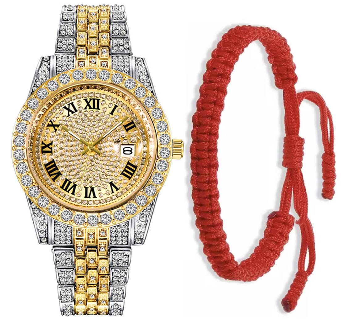 Luxury Men's Diamond Watch - Iced-Out Hip Hop Wristwatch with Crystal Rhinestones | Bling Men's Fashion Watch for Parties, Gifts & Special Occasions