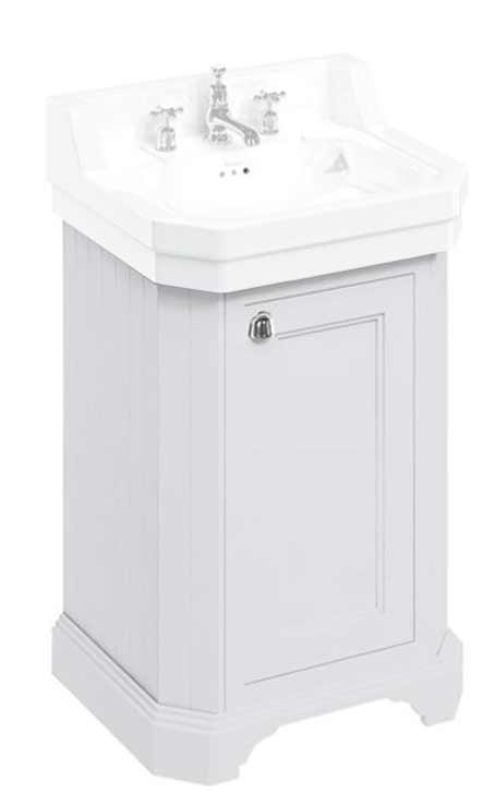 Burlington 56cm White Bathroom Vanity Base Only - Modern Under Sink Storage for Small Bathrooms & Laundry Rooms