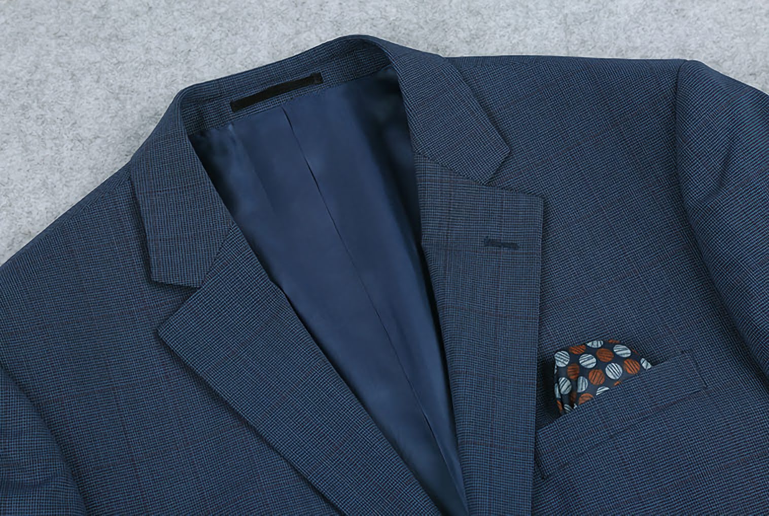 100% Wool Mini Check Pattern Regular Fit 2 Button Blue Blazer for Men | Office Wear, Business Casual & Formal Occasions