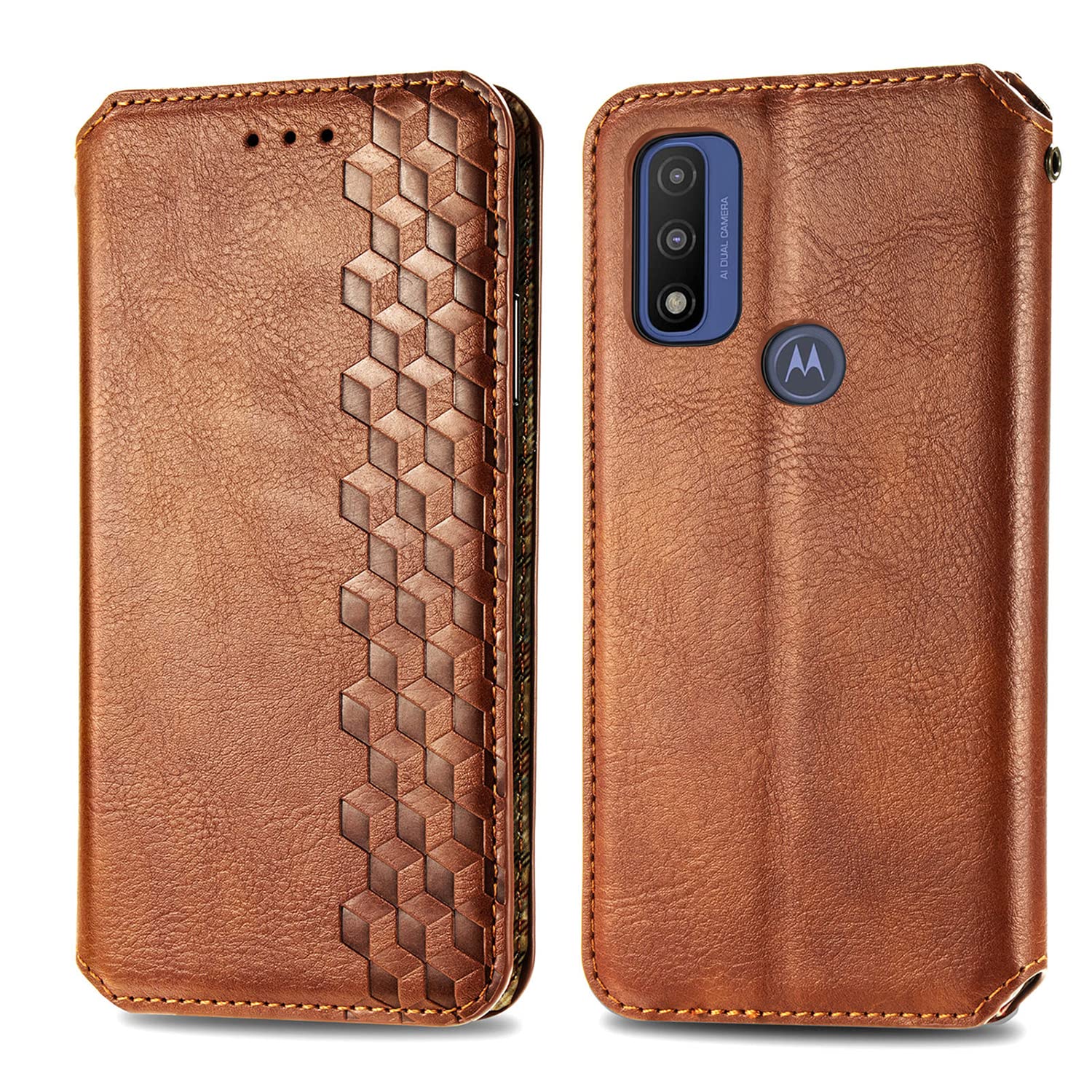 Premium PU Leather Wallet Case for Motorola Moto G Pure with Kickstand, Card Holder & Magnetic Closure - Brown Flip Folio Cover | Perfect for Daily Use, Travel & Business Meetings