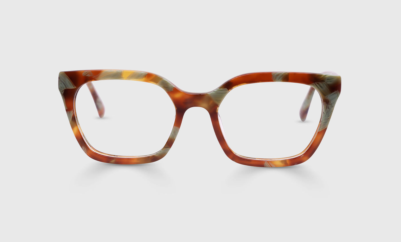 Overlook Color 04 Teal and Brown Marble Eyeglass Frames - Stylish & Durable for Men & Women - Perfect for Reading, Work & Fashion Accessories