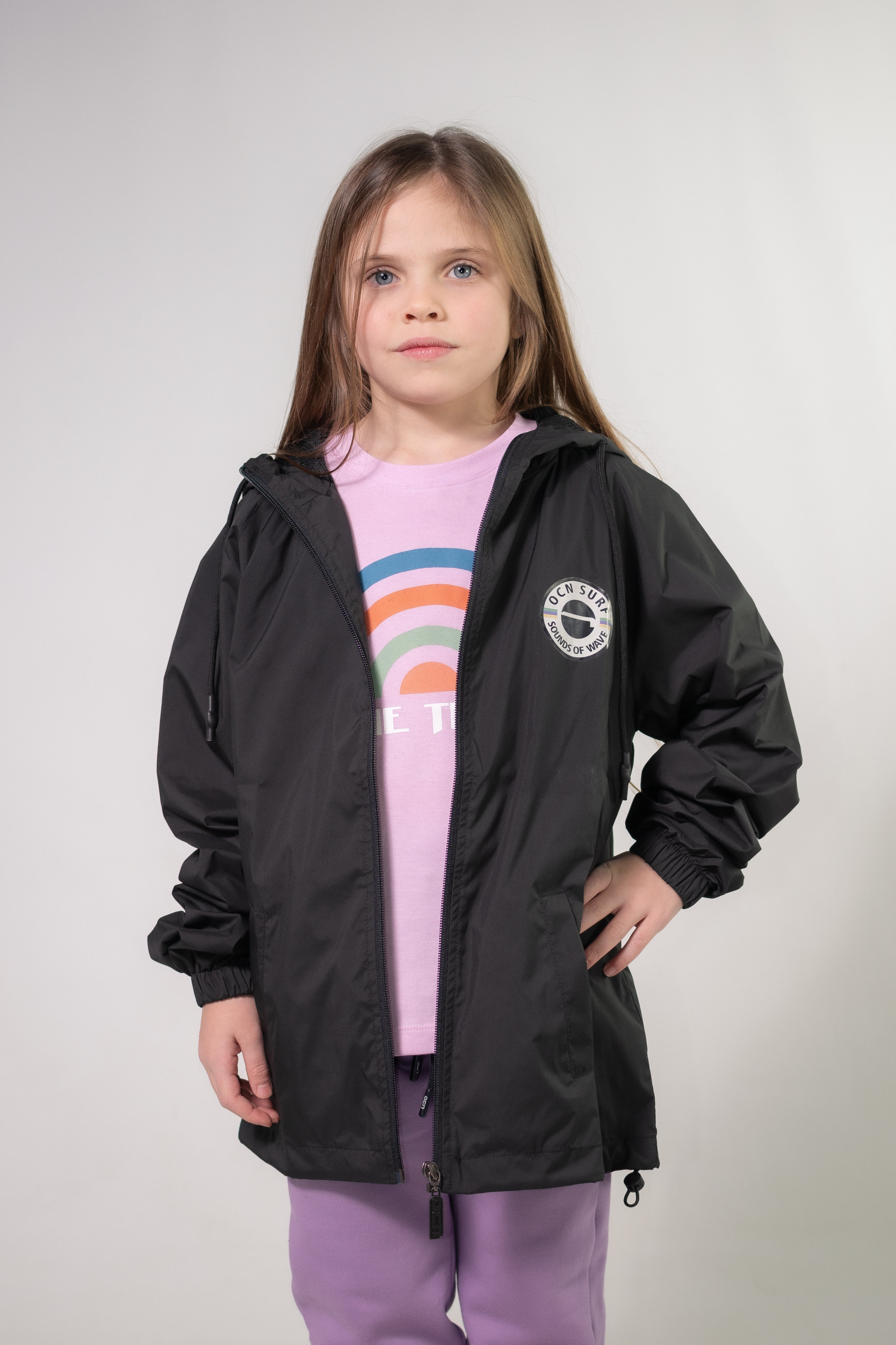 Piloto Ocn Kids Track Jacket - Black V7 - Lightweight Athletic Running Jacket for Boys & Girls - Perfect for School Sports, Outdoor Play & Casual Wear
