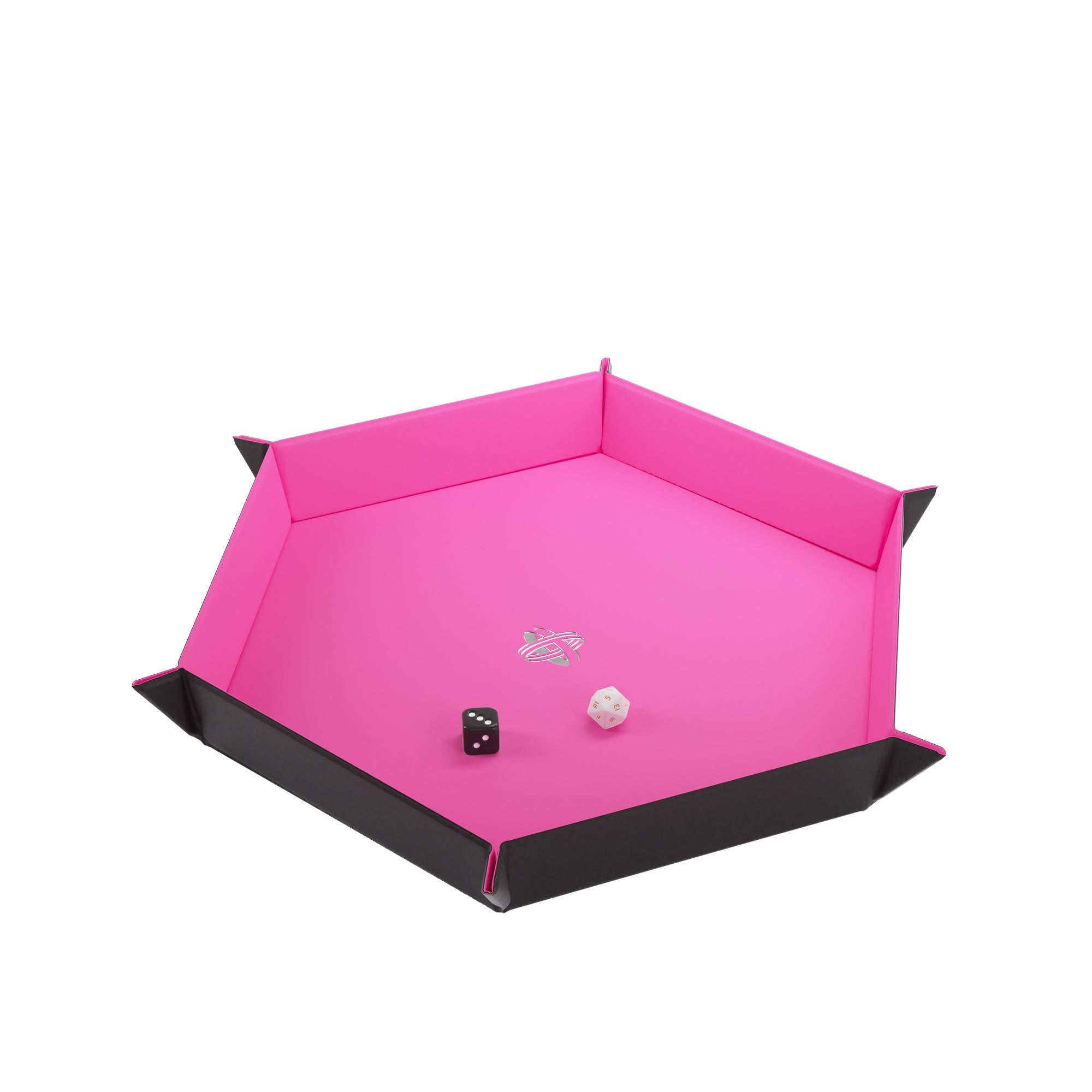Hexagonal Magnetic Dice Tray - Black & Pink Portable Gaming Accessory for D&D, MTG, Board Games & Casino Night