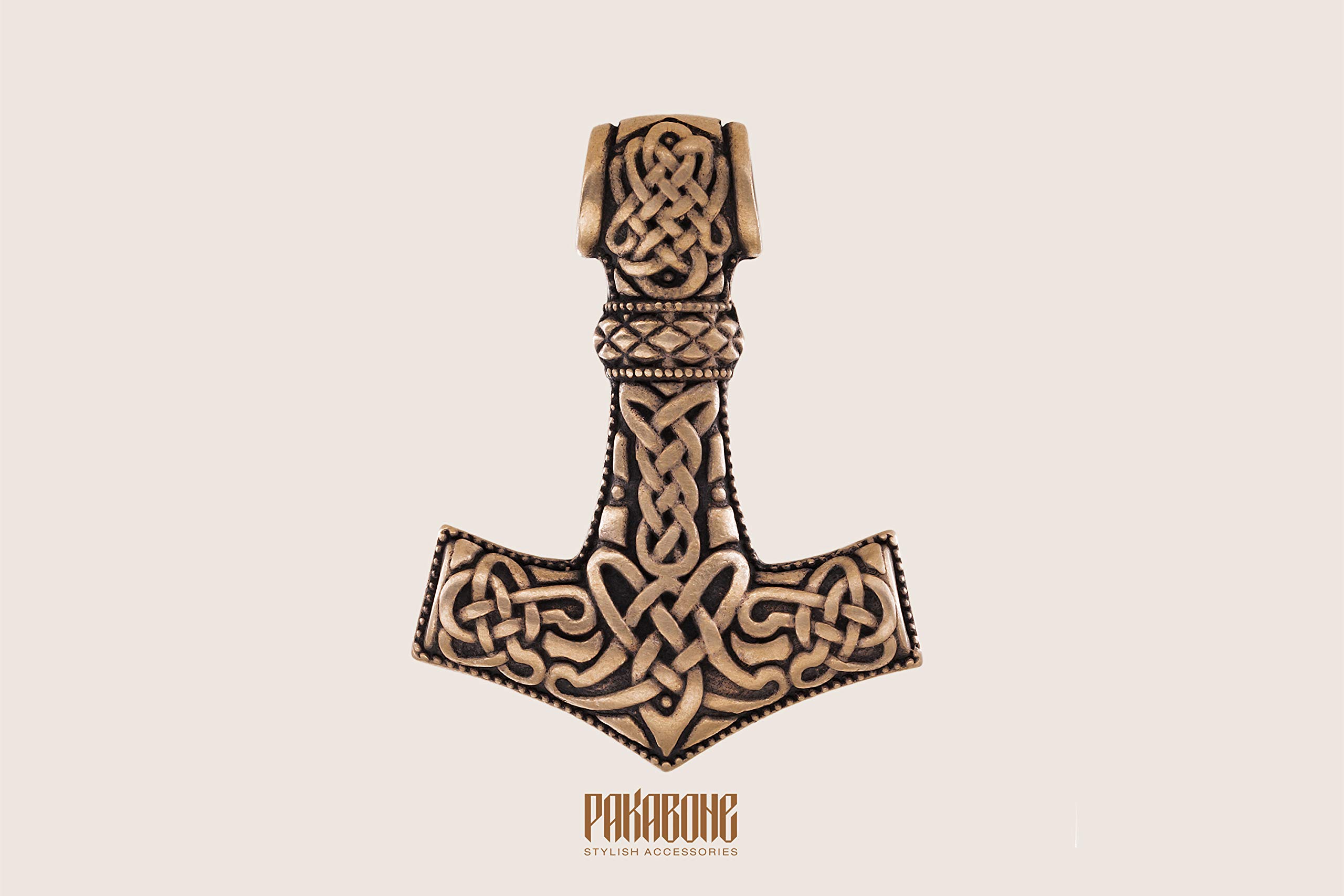 Mjolnir Pendant Necklace with Wolves Design - Thor's Hammer Viking Jewelry for Men & Women - Norse Scandinavian Nordic Style Gift - Perfect for Cosplay, LARP, and Viking Enthusiasts