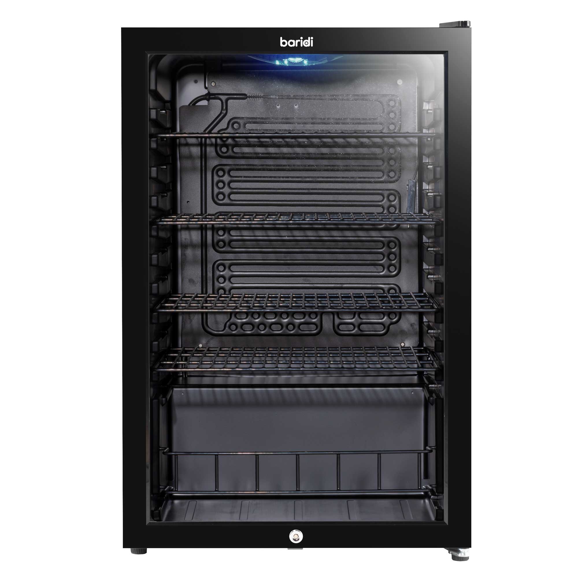 Baridi 115L Under Counter Beverage Cooler - Black DH223 | Energy Efficient Beer & Wine Fridge with LED Light | Perfect for Home Bars, Kitchens & Entertaining Spaces