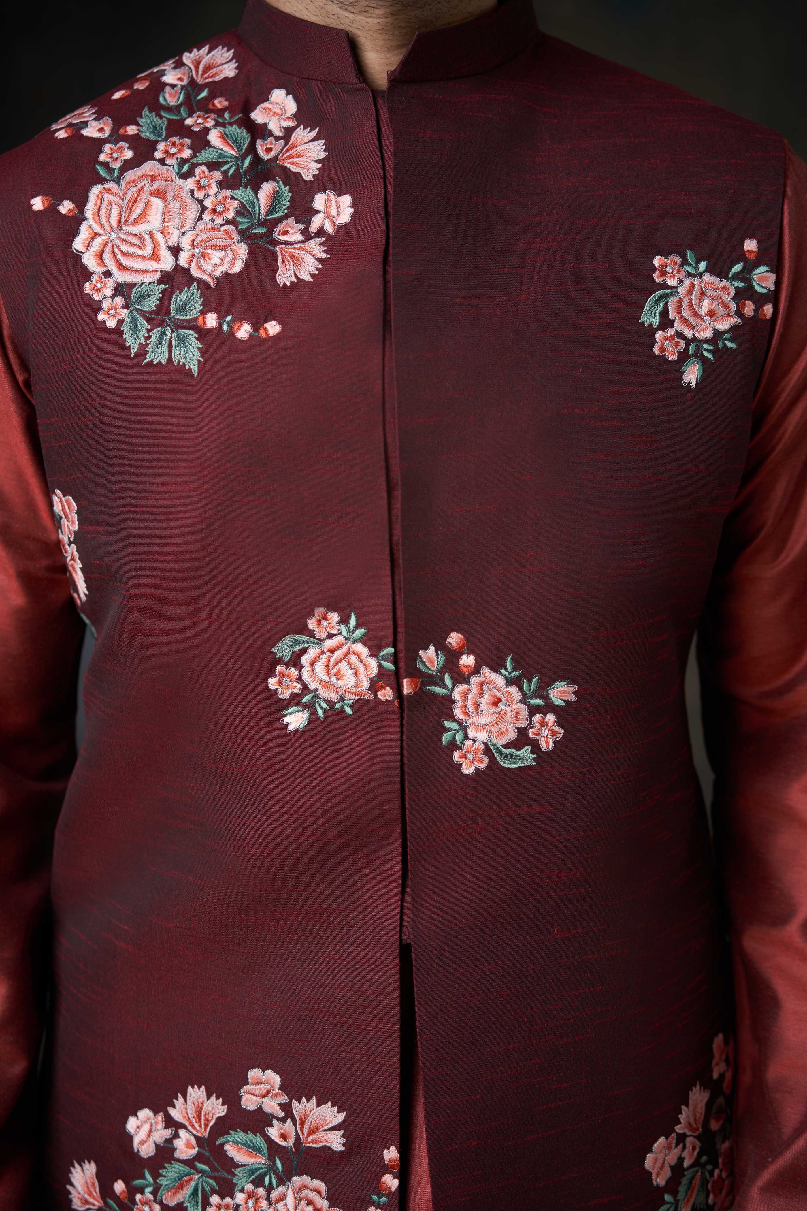 Handcrafted Embroidered Waistcoat for Women - Deep Maroon Vintage Vest - Perfect for Weddings, Parties & Special Occasions