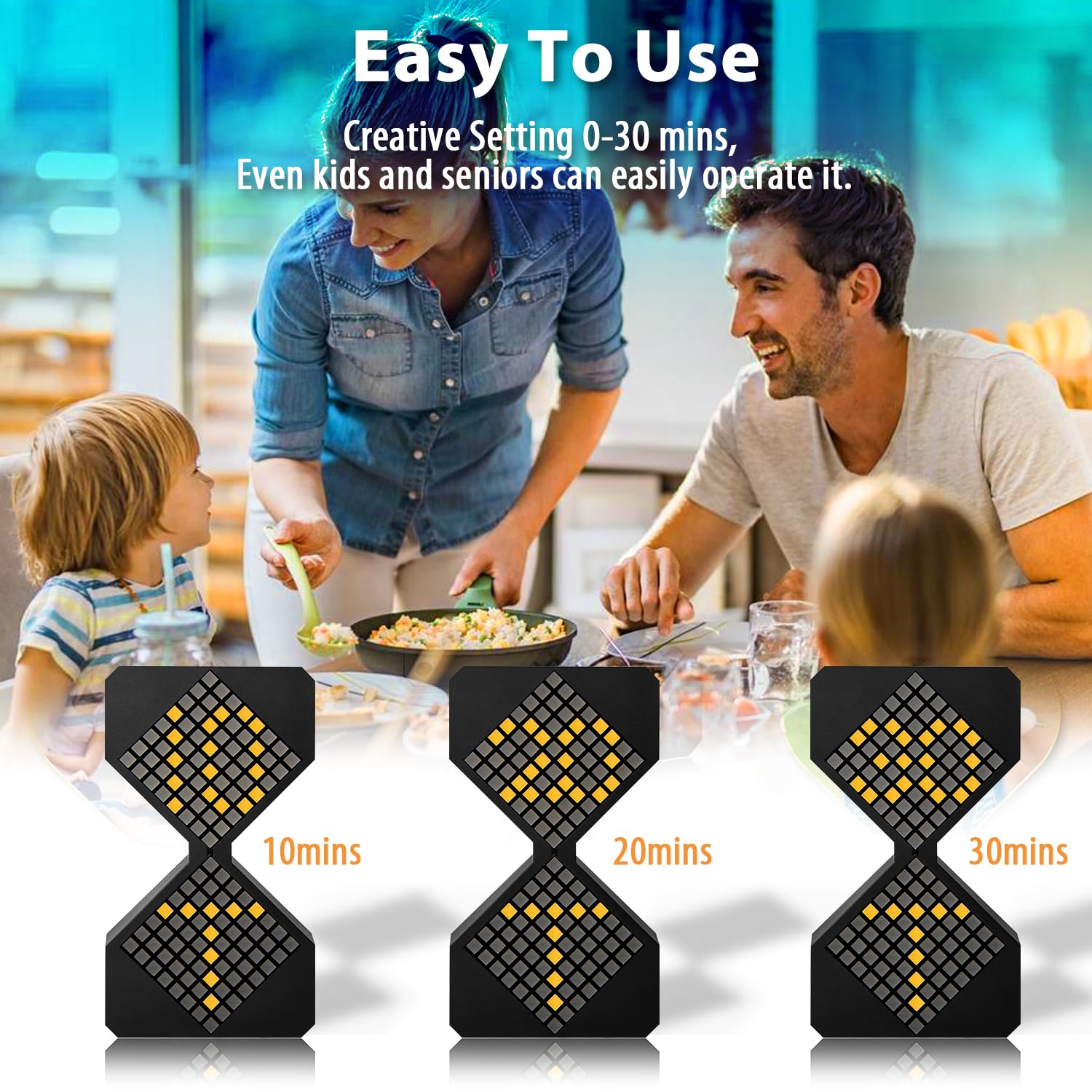 LED Digital Gravity Sensing Hourglass Timer - 1 to 30 Minutes Adjustable Sand Clock for Kitchen, Office & Study | Perfect for Cooking, Productivity & Time Management