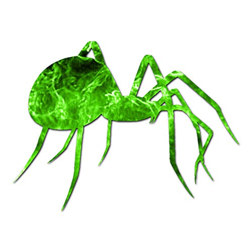 Spider Black Widow Vinyl Decal Sticker - 16x12 Inches - Green Flames Design - Waterproof Car Laptop Wall Decor for Home Office Gaming Room