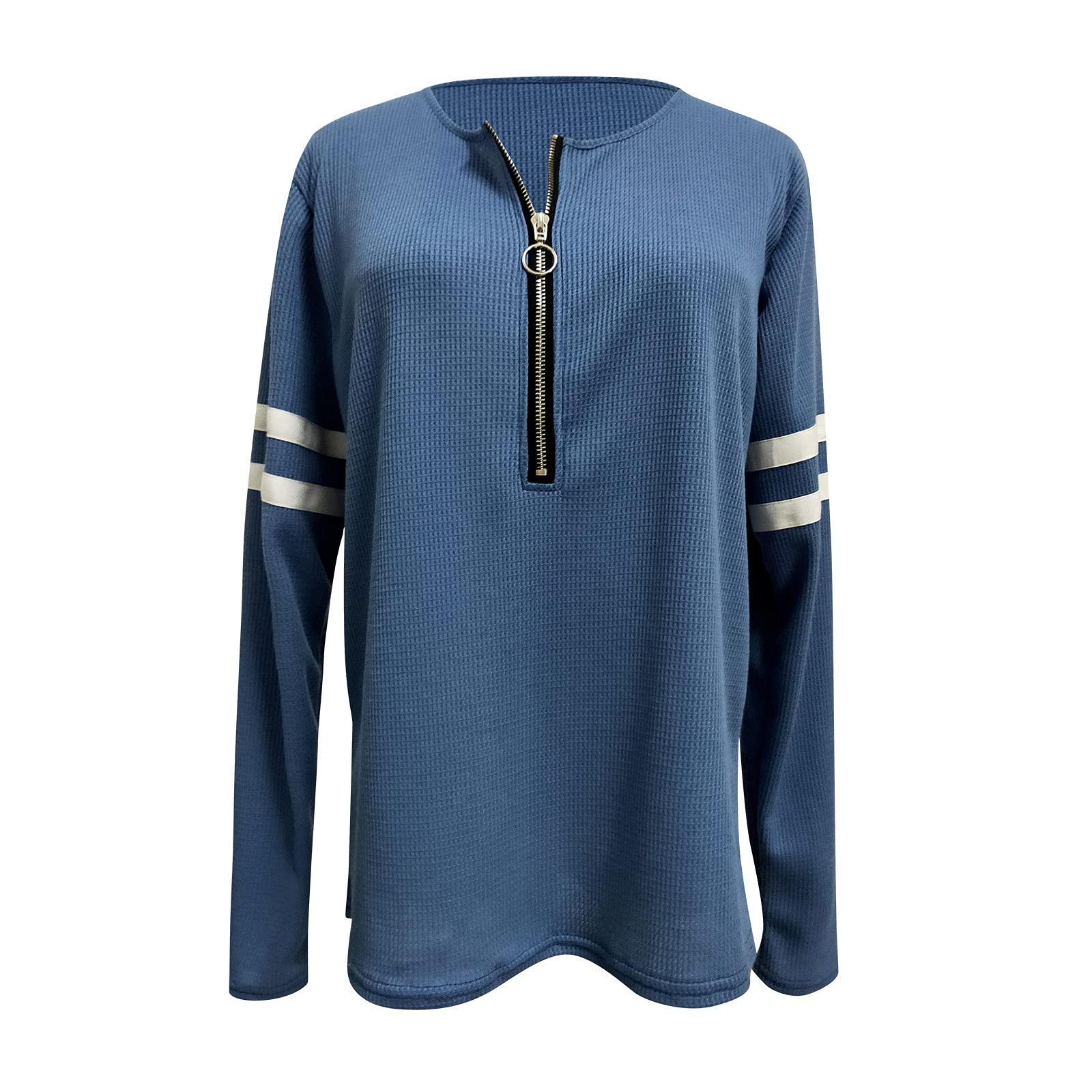 Women's Long Sleeve Waffle Knit Tunic Top - Color Block Casual Tie Dye Slim Fit Button Up Henley Shirt for Fall Layering & Everyday Wear