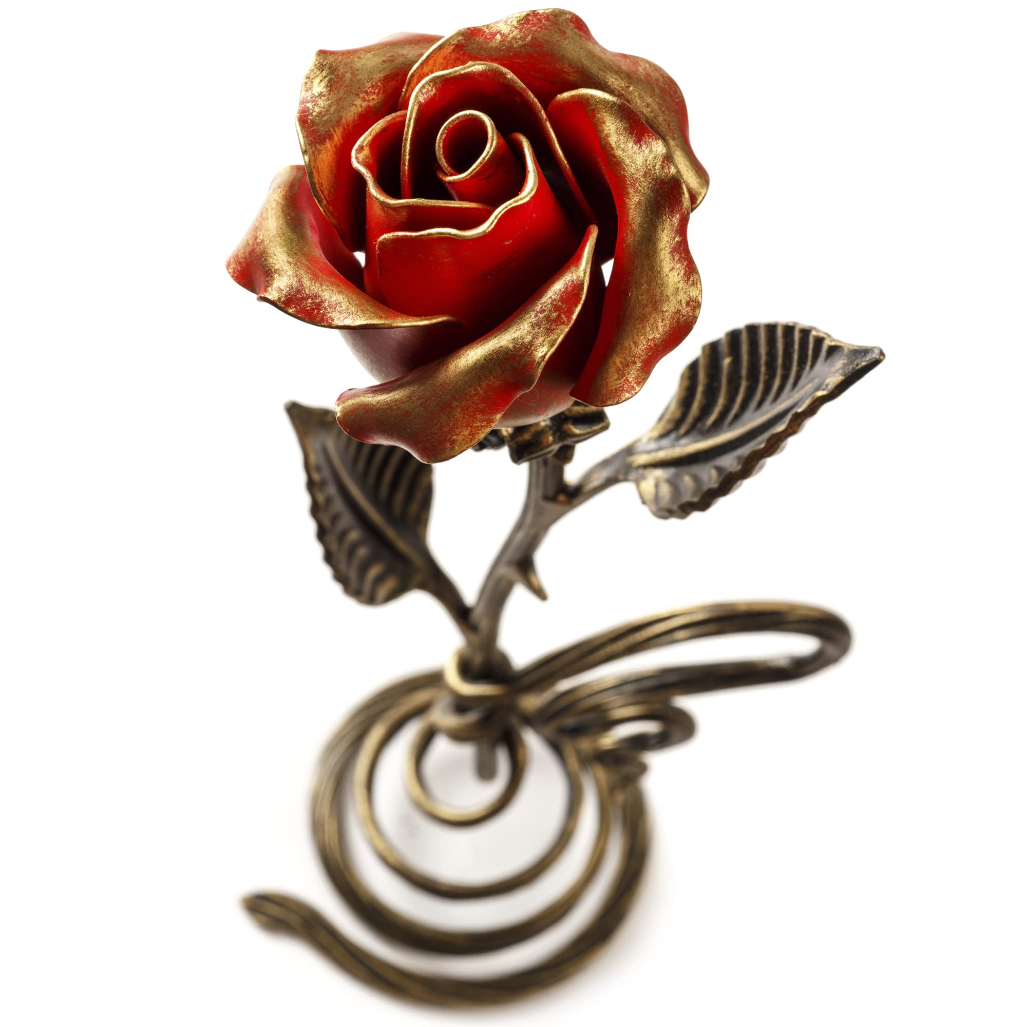 Custom Engraved Red Iron Rose - Handmade Metal Flower Gift for Anniversary, Valentine's Day & Home Decor | Personalized Romantic Keepsake for Couples