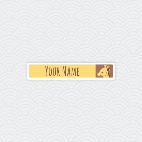 Peel & Stick Waterproof Personalized Name Labels - 80 Skinny Durable Giraffe Theme Stickers for Kids School Supplies, Lunch Boxes & Water Bottles