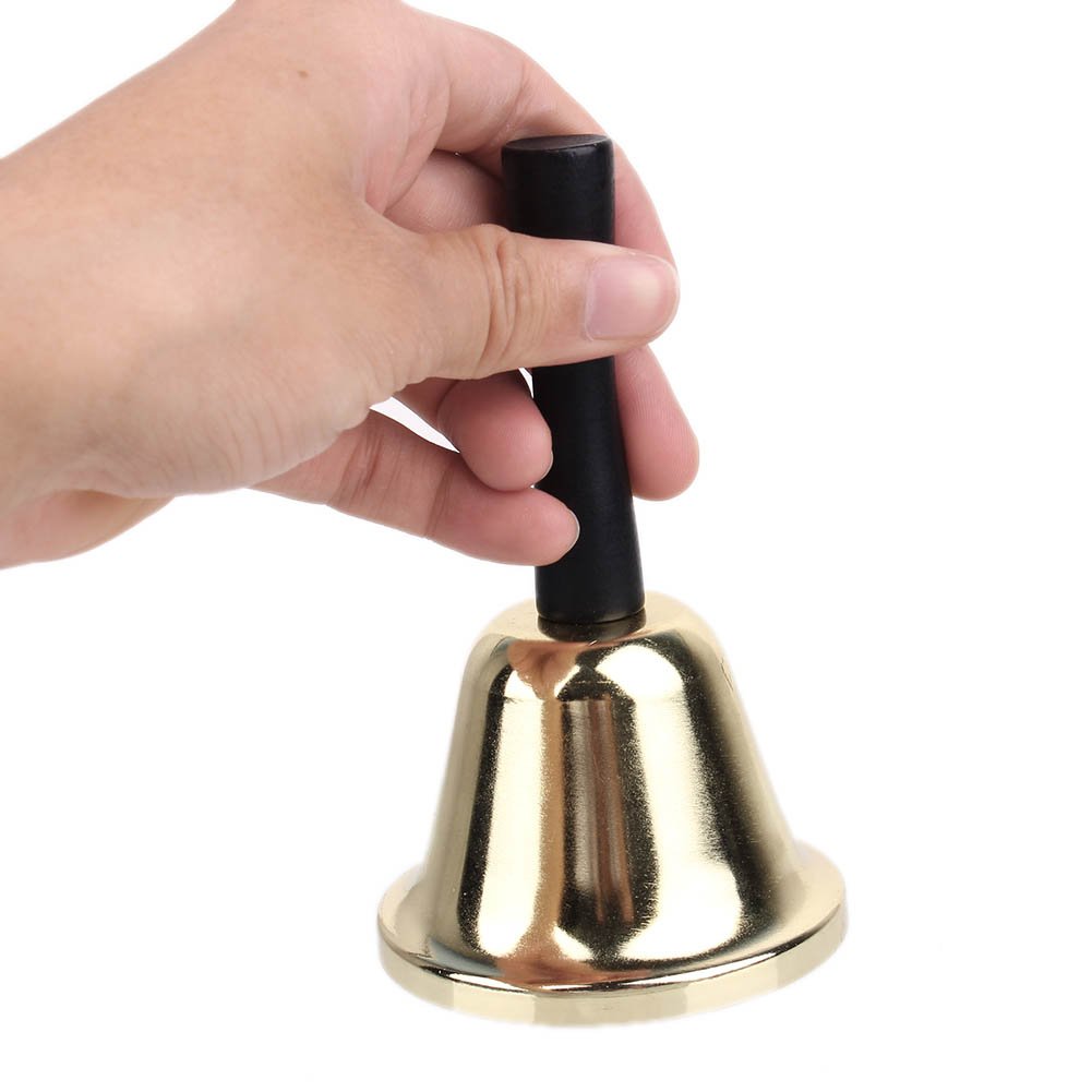Echi Gold Plated Metal Loud Service Bell - Handheld Alarm Bell for Restaurants, Hotels, and Office Reception Desks