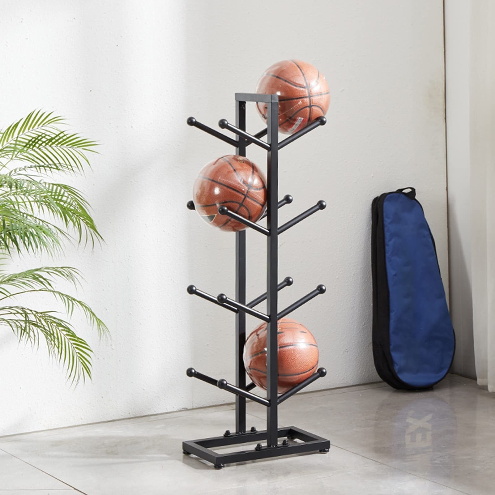 CL-ZZZ 4-Tier Metal Basketball Storage Rack - Sports Ball Organizer for Basketball, Volleyball & Football - Holds 8 Balls - Perfect for Gym, Garage & Sports Memorabilia Display