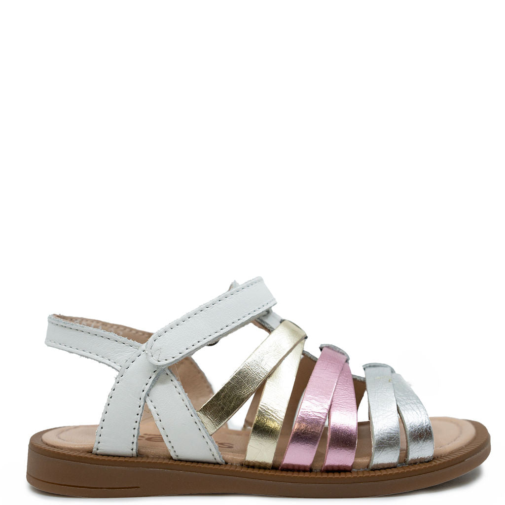 Acebos Women's Metallic Sandals - Stylish Gladiator Flat Sandals for Summer, Beach, and Casual Outfits