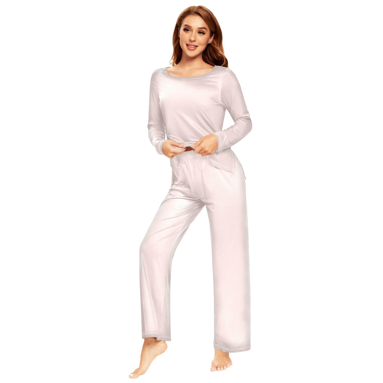 Cozy Blue Women's Pajama Set - Long Sleeve Sleepwear Top & Pants Lounge Outfit 20804 | Soft Cotton Nightwear for Relaxing at Home, Sleepovers & Gift Giving