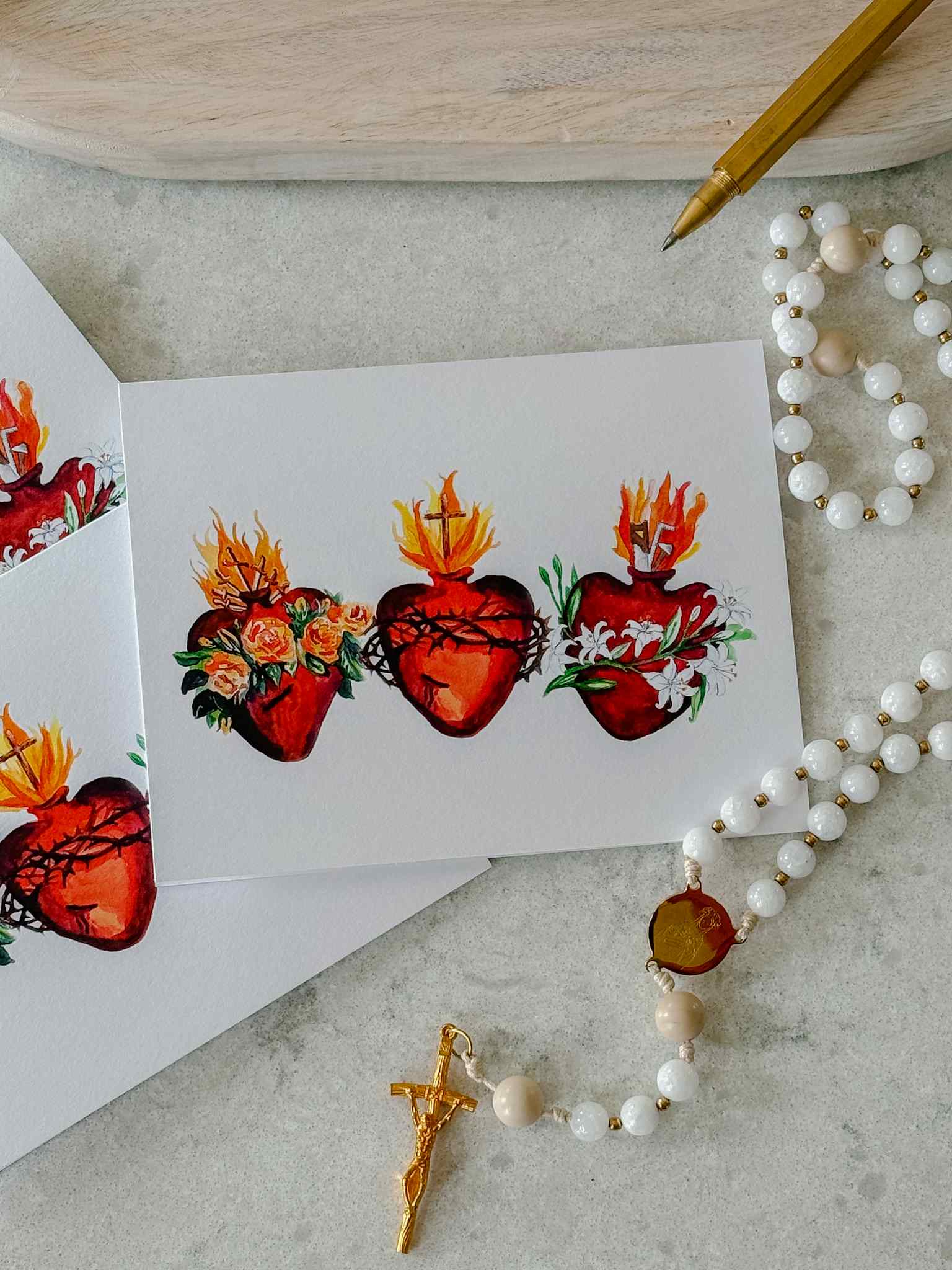 Hearts of the Holy Family Greeting Cards - Set of 5 Religious Christmas Cards for Family, Friends & Church Members - Perfect for Holiday Gifts, Christmas Wishes & Religious Celebrations