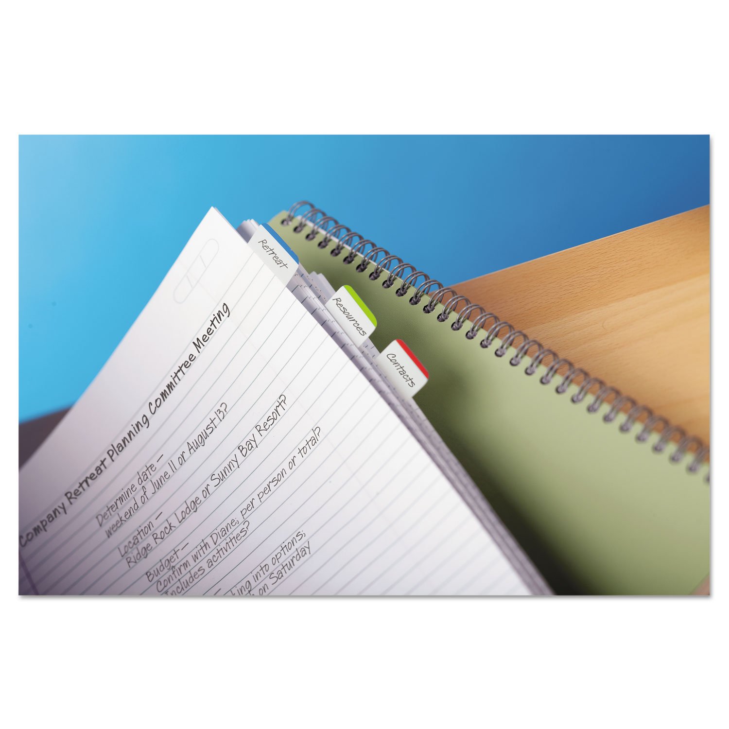 Post-it 686LGBR File Tabs, 1 x 1.5 Inches, Lined, Blue Green Red, 66-Pack - Perfect for Office Organization, Document Filing & Notebook Indexing