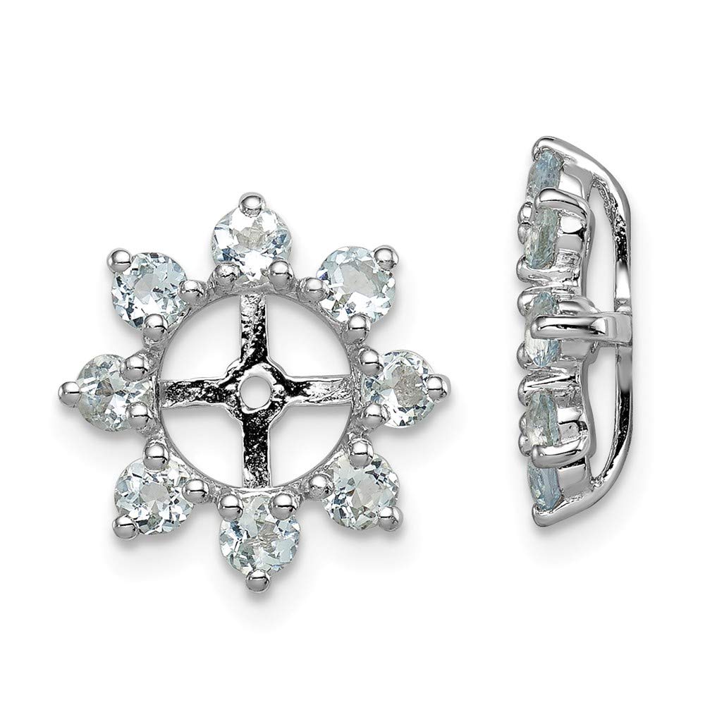 Sterling Silver Rhodium Plated Aquamarine Earring Jacket - Elegant Dangle Earrings for Women, Perfect for Weddings, Parties & Special Occasions