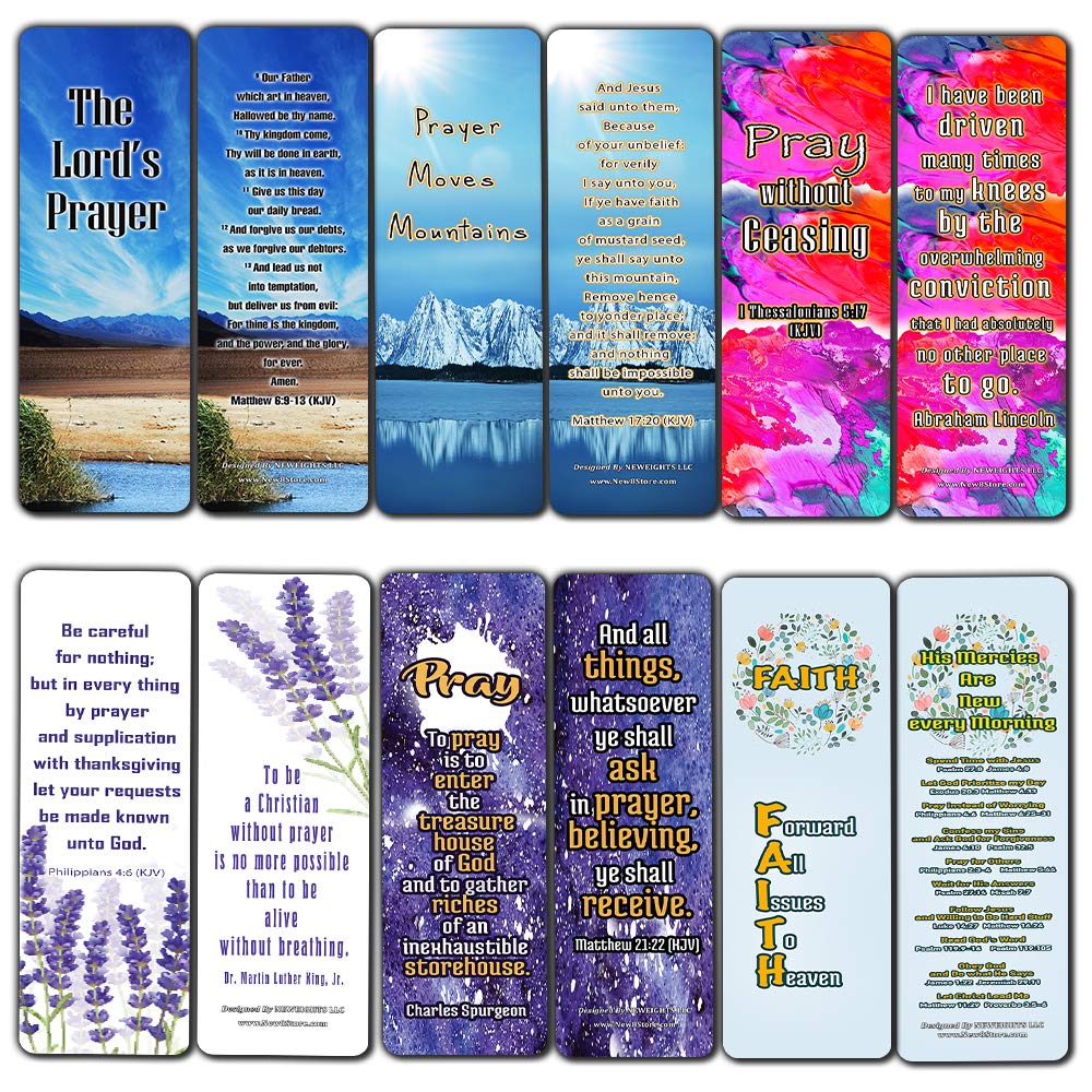 Christian Prayer Bookmarks - Lord's Prayer Bible Verses (12-Pack) for Daily Devotion & Gifts