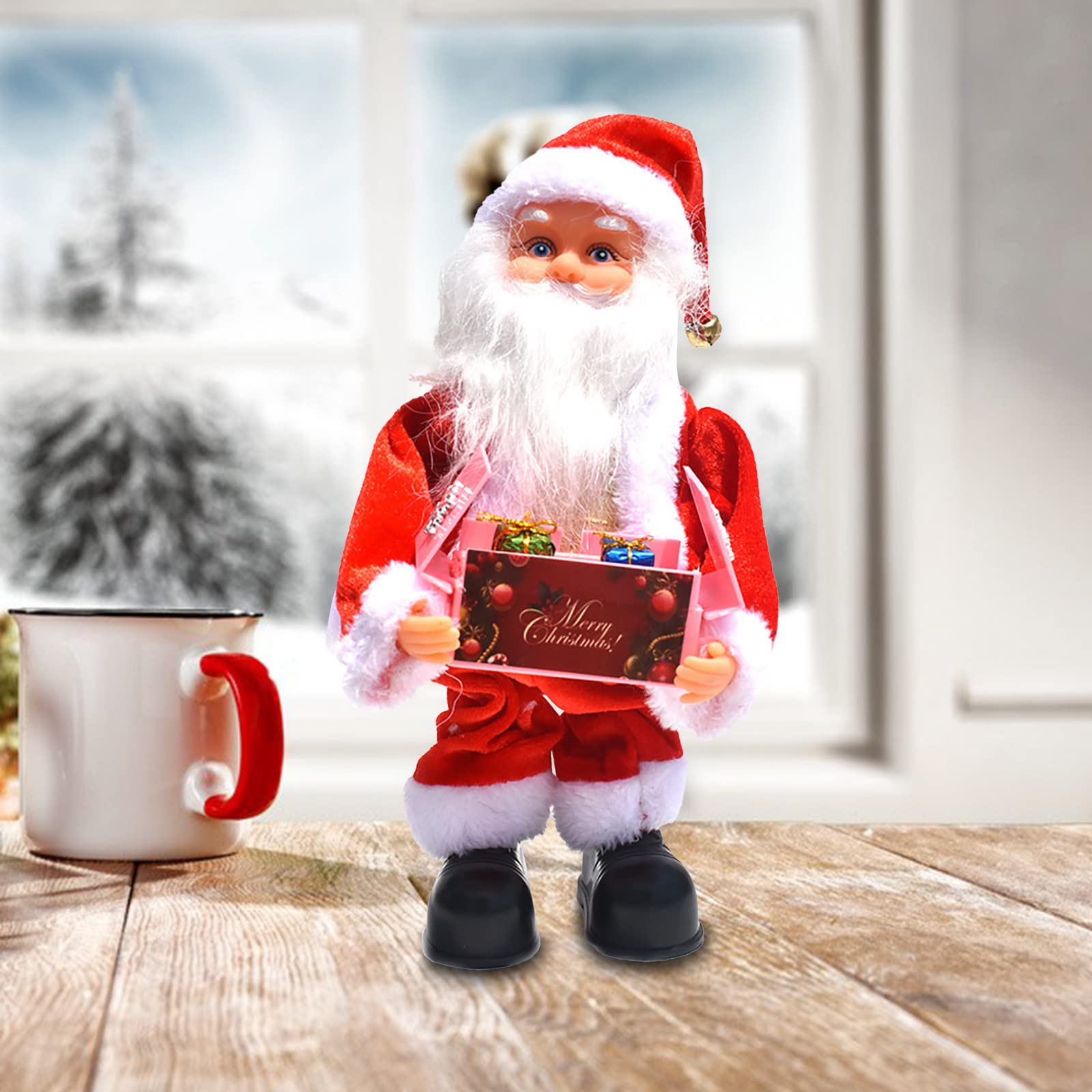 Electric Santa Claus Music Doll with Gift Box - Christmas Decoration for Home, Office & Holiday Parties
