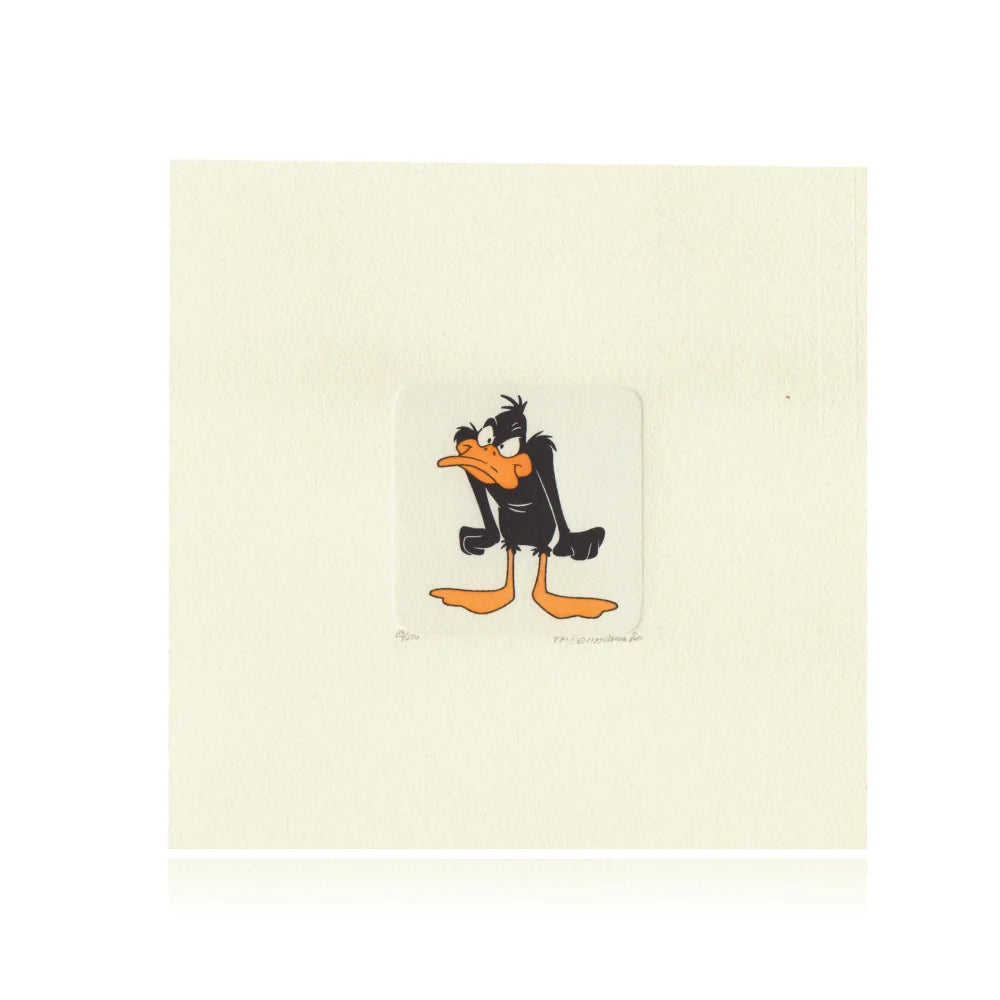 Vintage Daffy Duck Etching Artwork by Sowa & Reiser - Limited Edition #D/500 - Hand-Painted Looney Tunes Collectible - Perfect for Cartoon Fans, Home Decor & Gift for Animation Enthusiasts