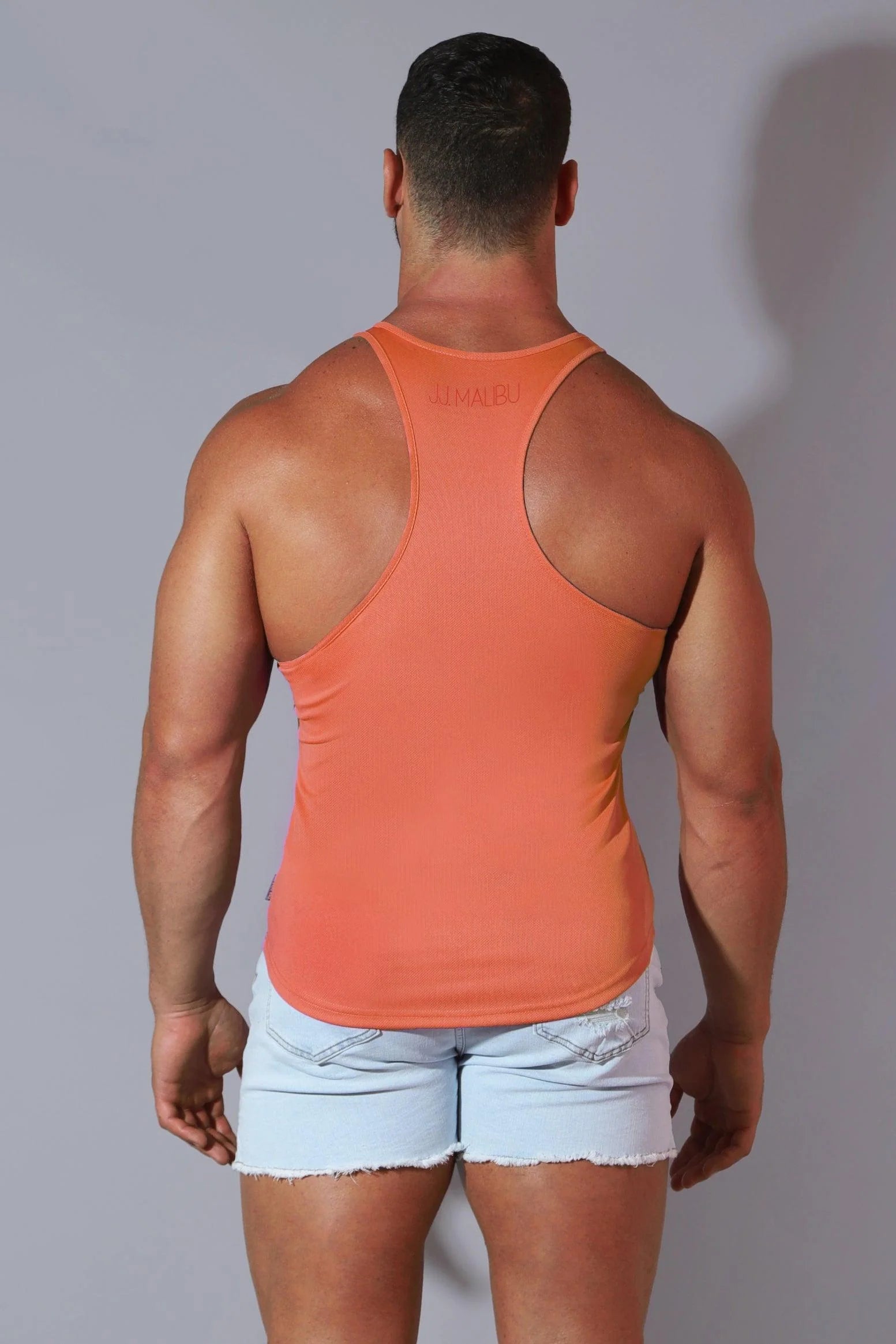 JJ Malibu Microfiber Dri-Fit Tank Top for Women - Coral Orange Quick Dry Workout Shirt - Perfect for Yoga, Running & Gym Fitness
