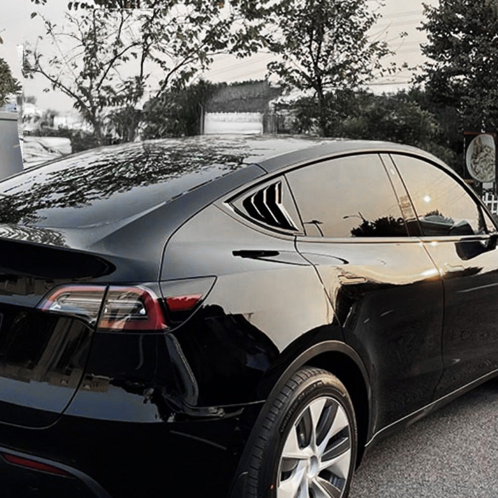 Premium Aerodynamic Rear Side Window Louvers for Tesla Model Y (2020-2025) - Custom Fit Black ABS Plastic Car Accessories - Enhance Style & Sun Protection for Road Trips & Daily Commute