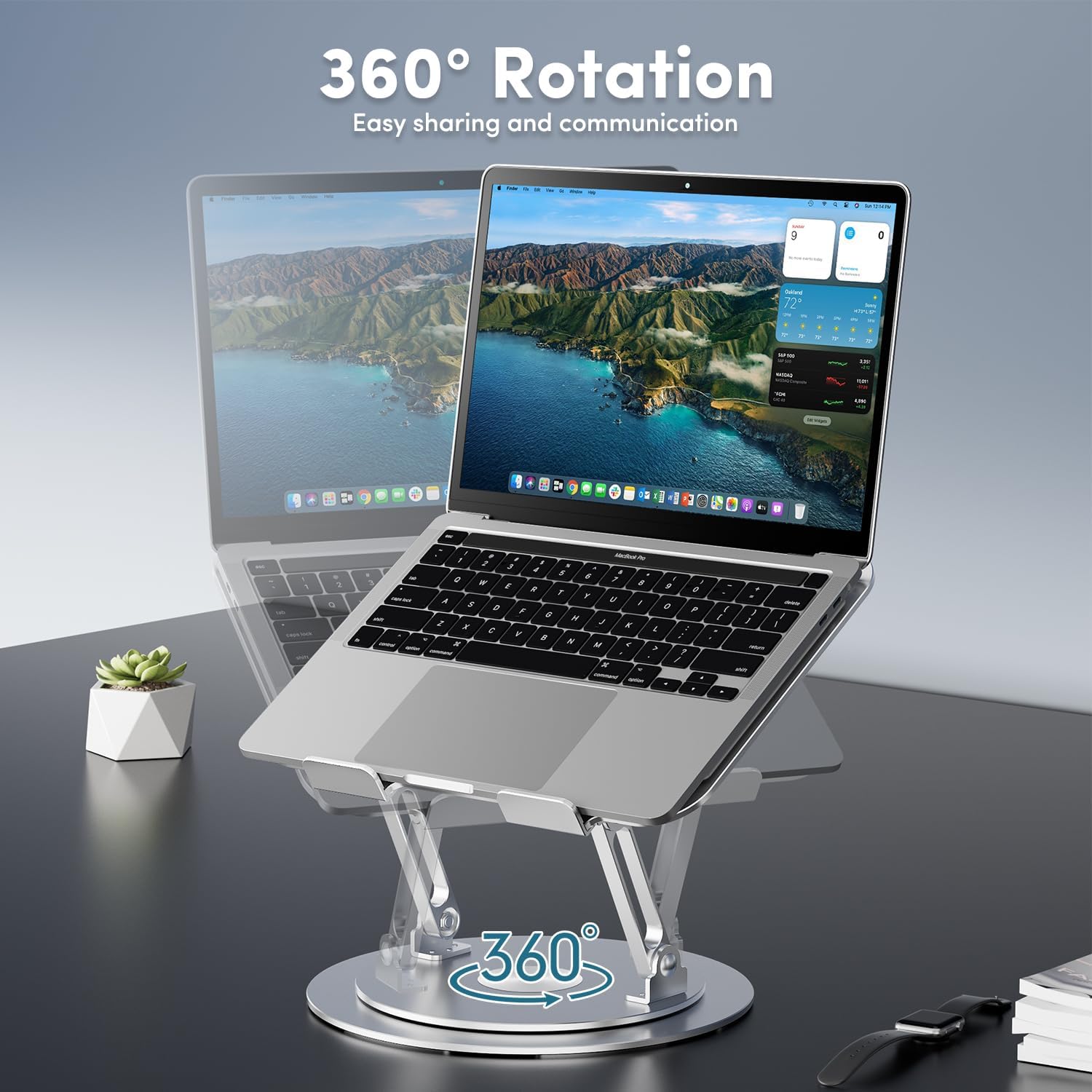 Ergonomic Adjustable Laptop Stand with 360° Rotation - Foldable & Portable Computer Riser for MacBook & 10-16