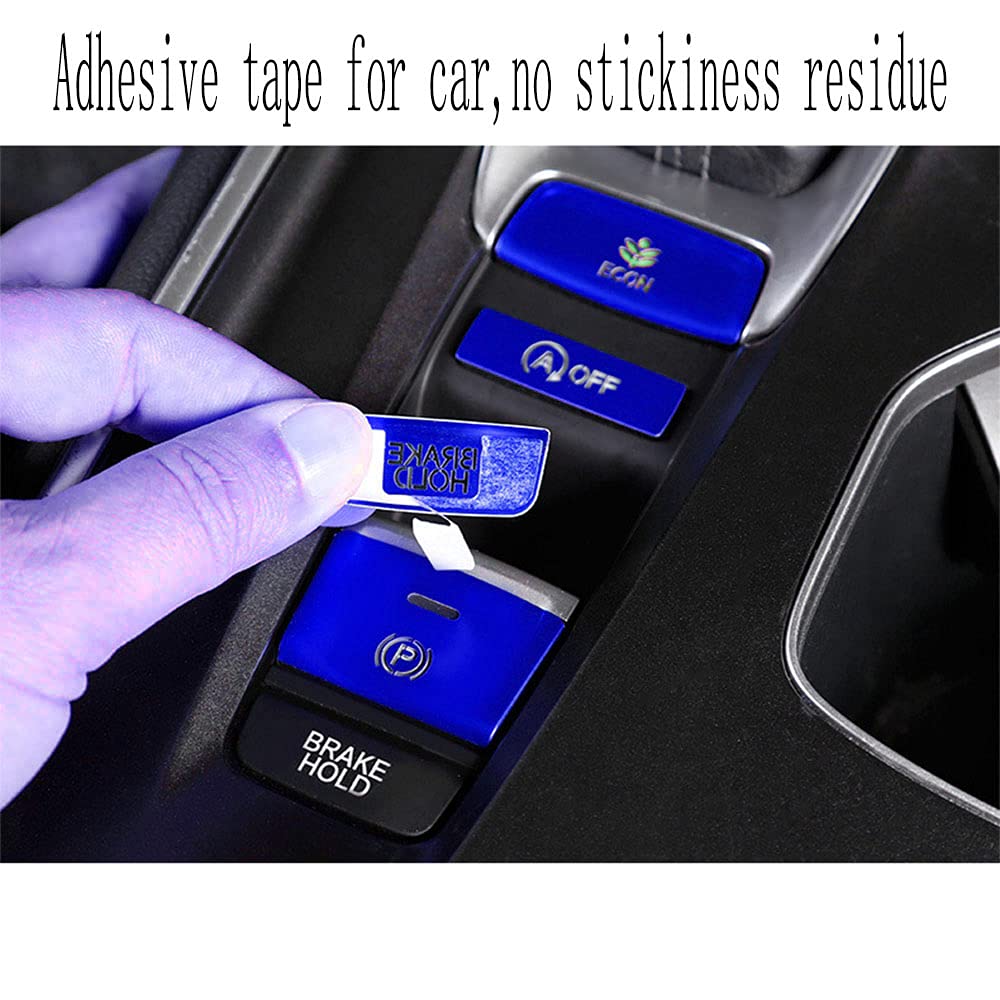 Premium Aluminum Alloy Handbrake Button Cover & Parking P Gear Frame Trim - 2Pcs Set for Honda Accord 2018-2023 (Blue) - Durable Car Interior Accessories for Enhanced Style & Protection - Perfect for Daily Driving, Road Trips & Car Shows