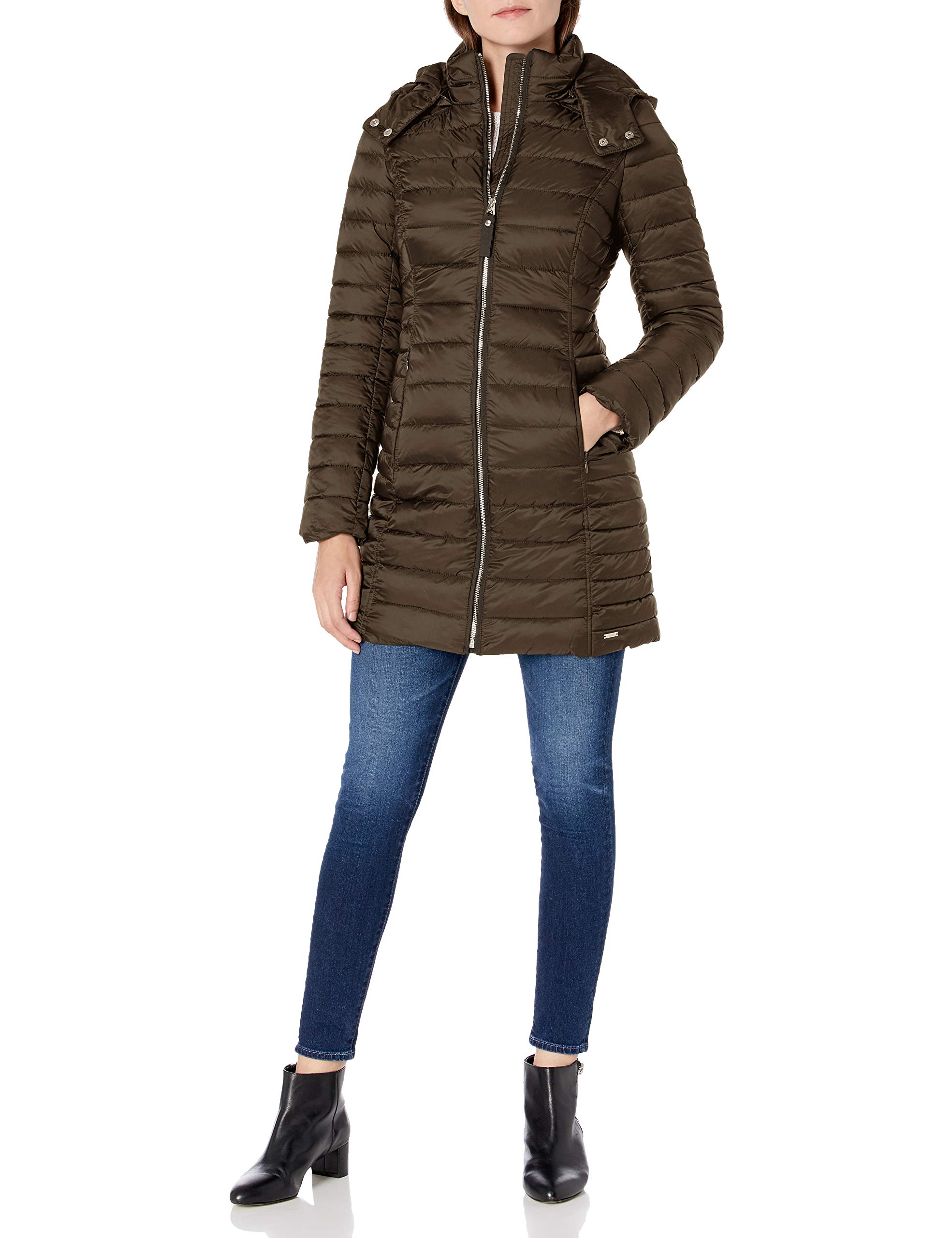Joules Women's Waterproof Long Padded Winter Coat with Hood - Warm Quilted Jacket for Cold Weather, Outdoor Activities & Daily Commute