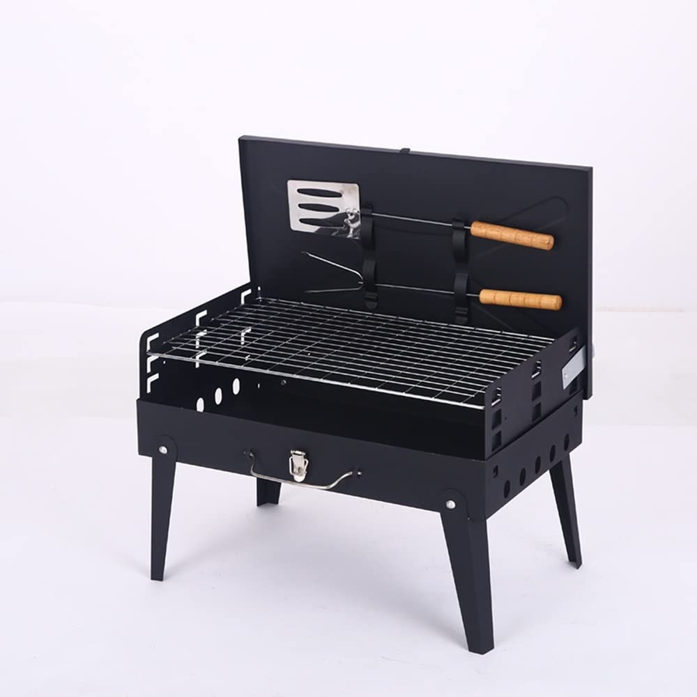 Portable Folding Charcoal BBQ Grill - Stainless Steel Outdoor Grill with Adjustable Legs for Camping, Picnics, Beach & Backyard Cooking | Perfect for Tailgating, RV Trips & Family Gatherings