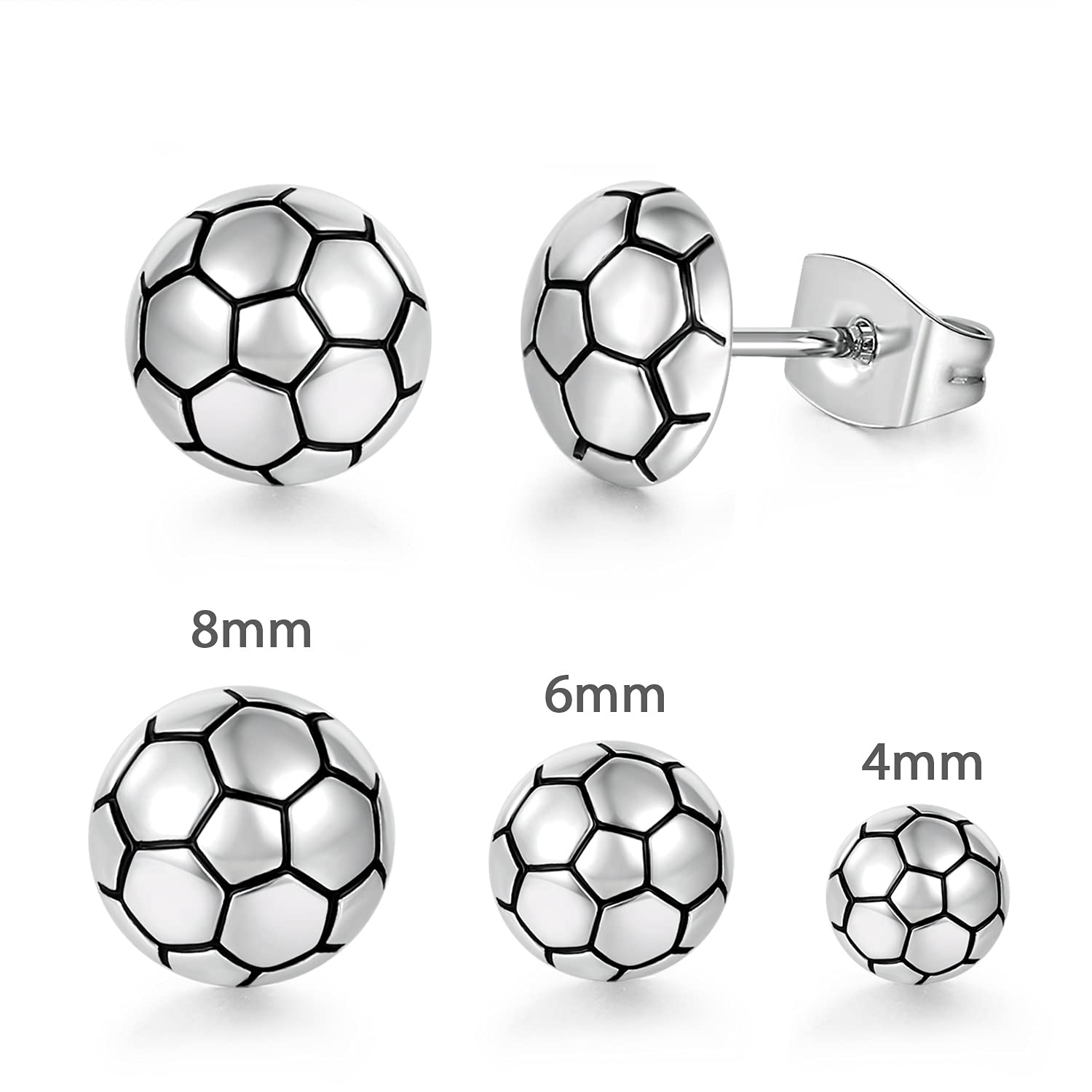 Hypoallergenic Sports Stud Earrings Set - 3 Pairs Basketball Football Volleyball Tennis Earrings for Women & Men | Perfect for Athletes, Fans & Casual Wear