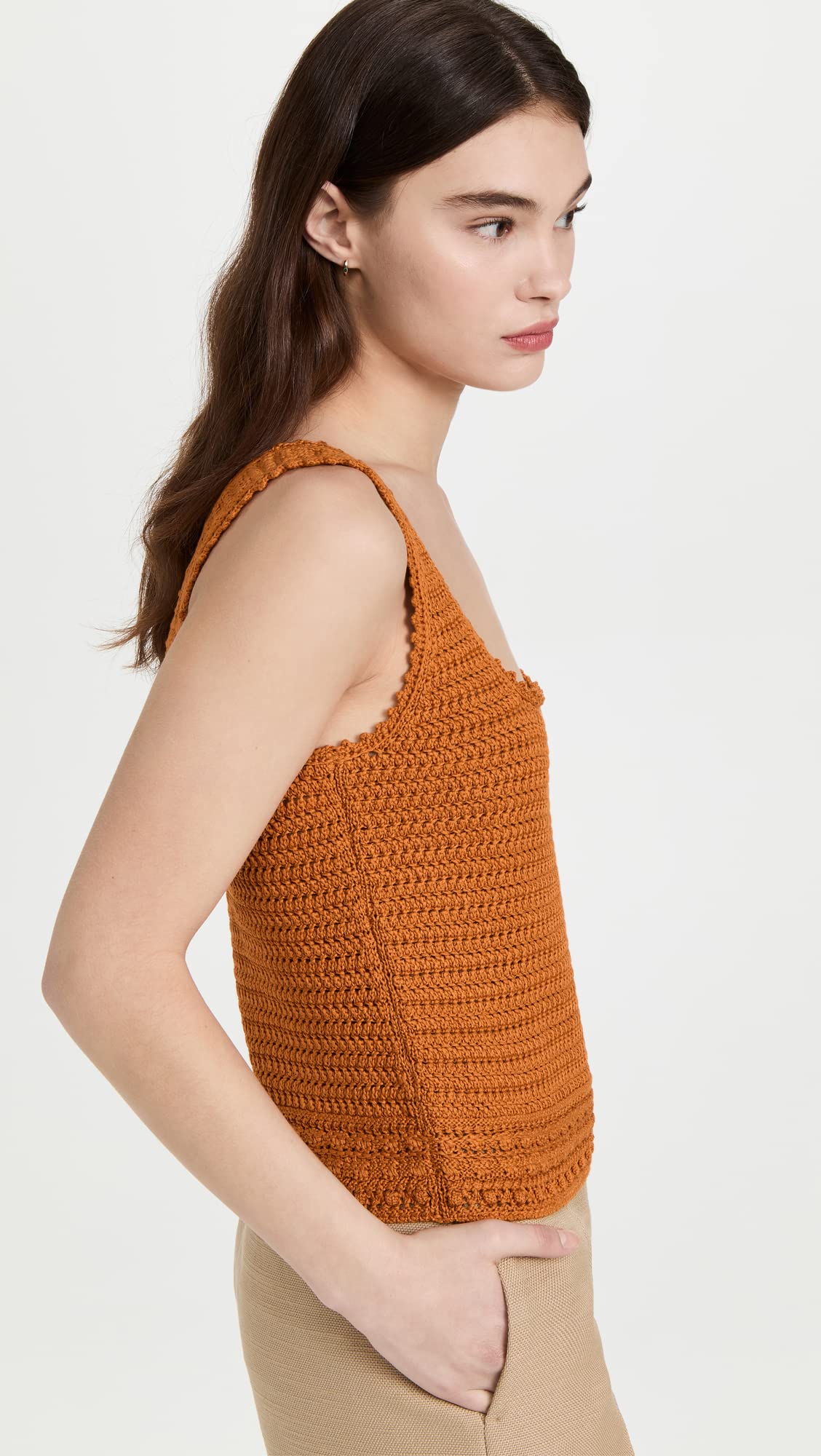 Vince Women's Crochet Square Neck Tank Top - Summer Boho Beachwear & Casual Outfit Essential
